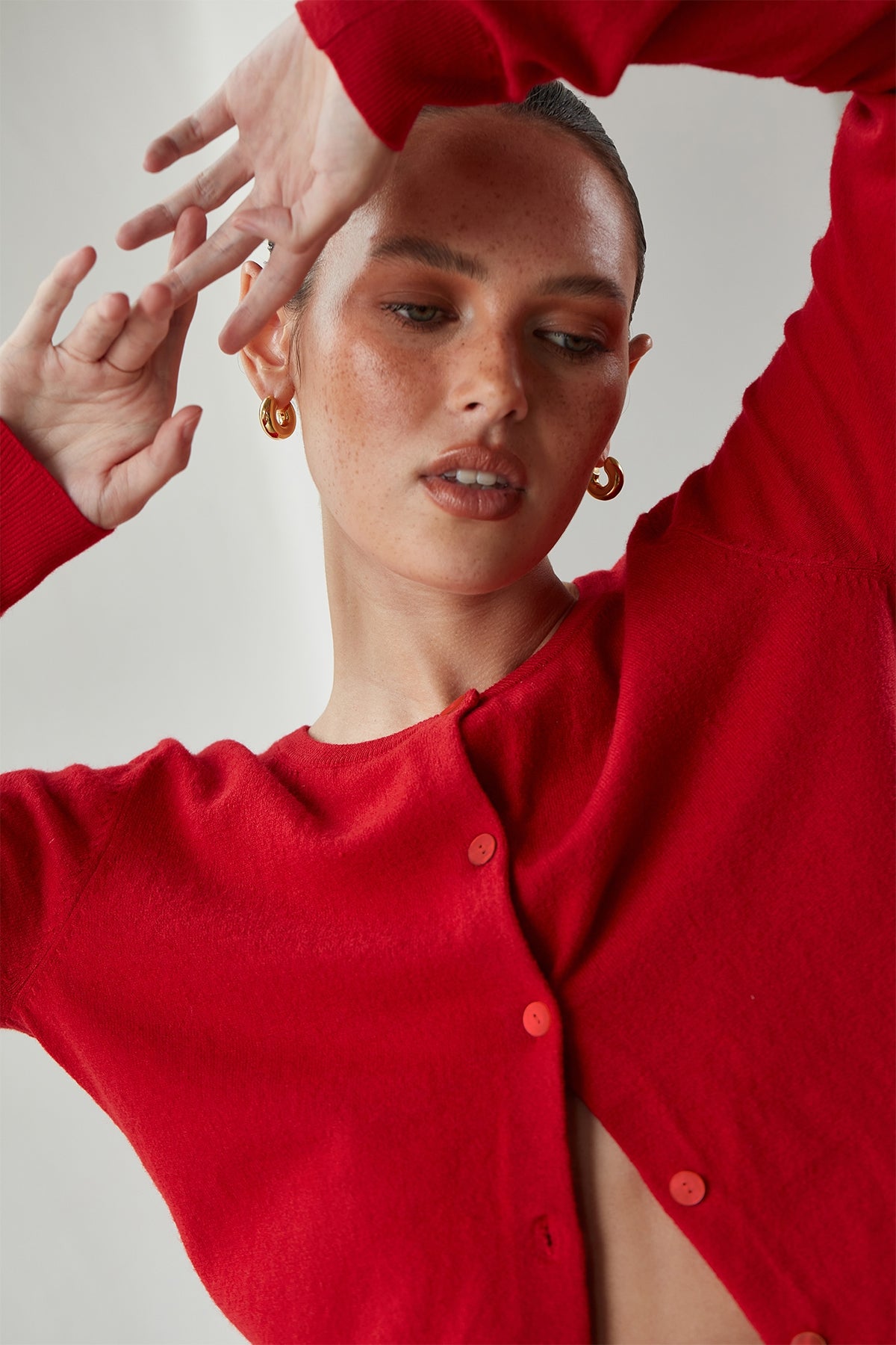 Perfect Stranger Natalie Button Up Cardigan Red