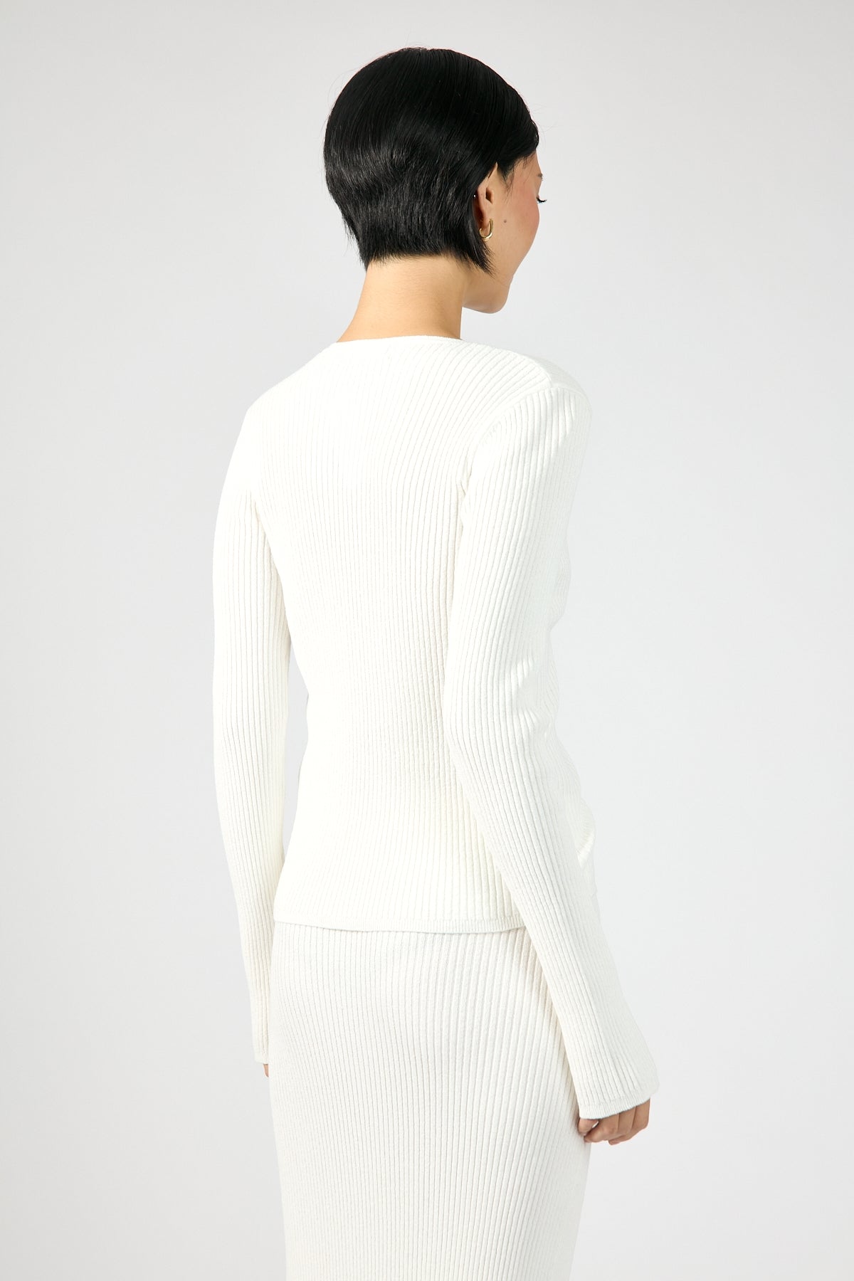 Perfect Stranger Kait Button Front Long Sleeve Knit Top Off White