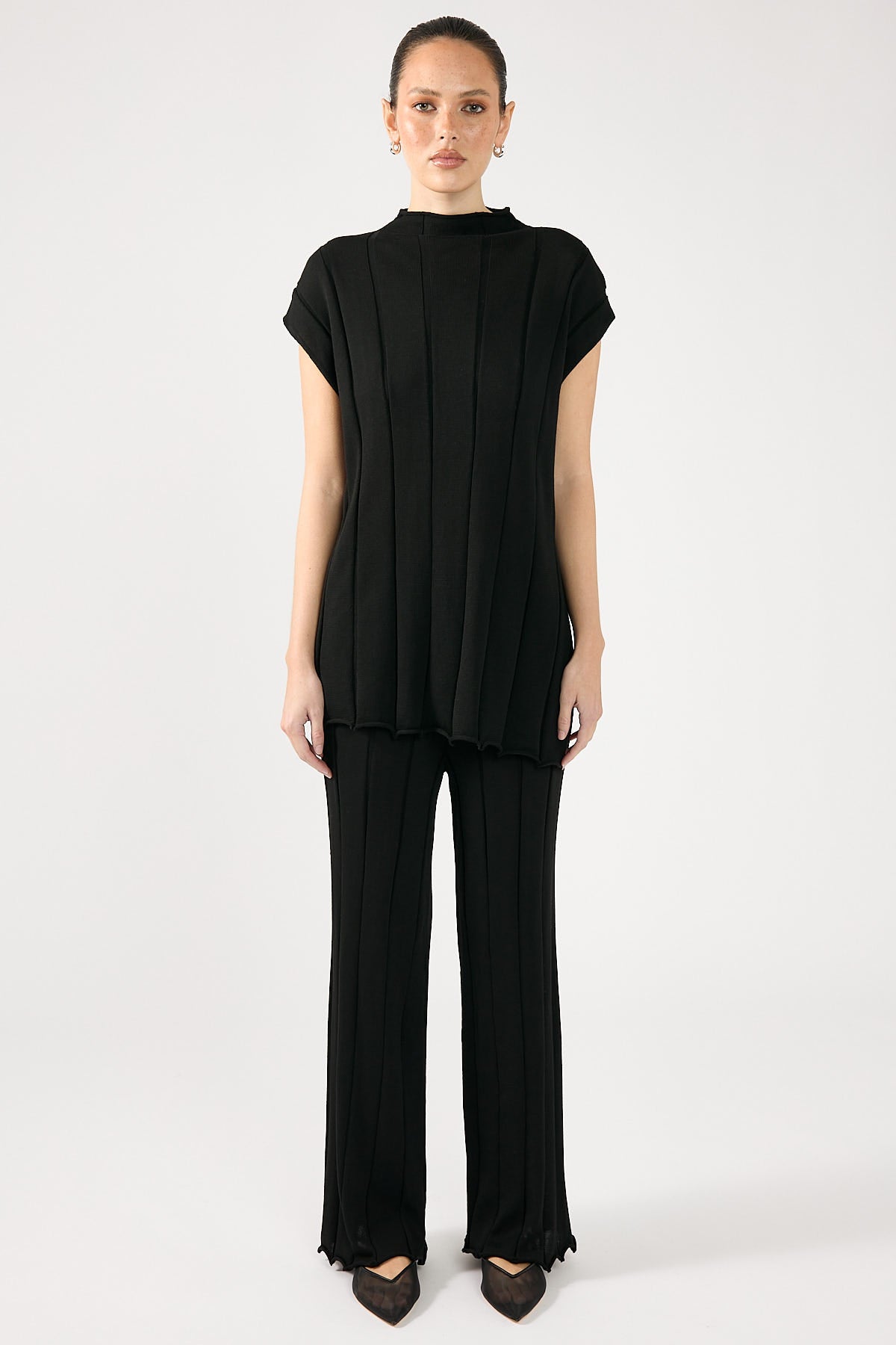 Perfect Stranger Cassava Rib Knit Pant Black