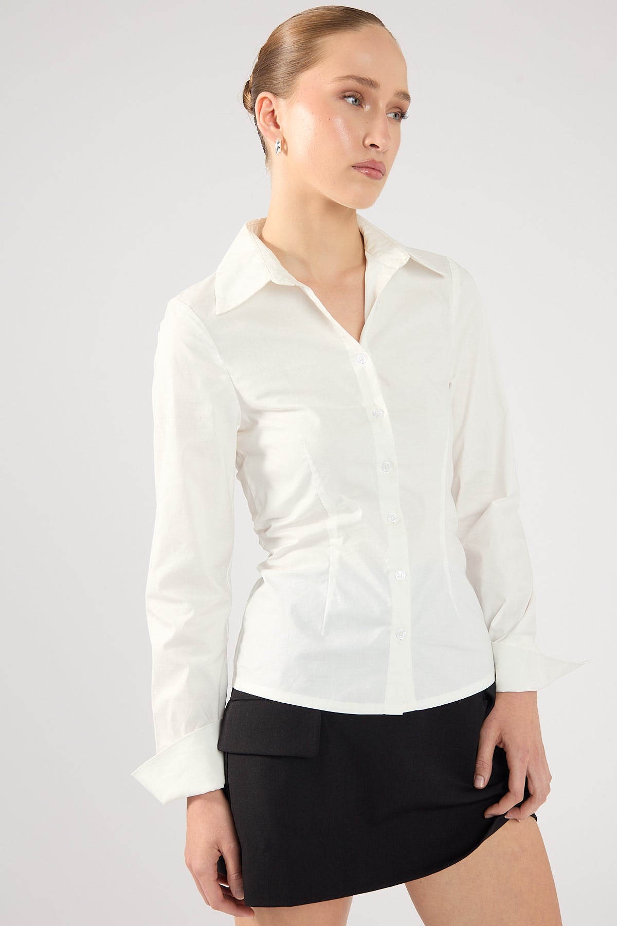 Perfect Stranger Wintour Fitted Button Up Shirt White