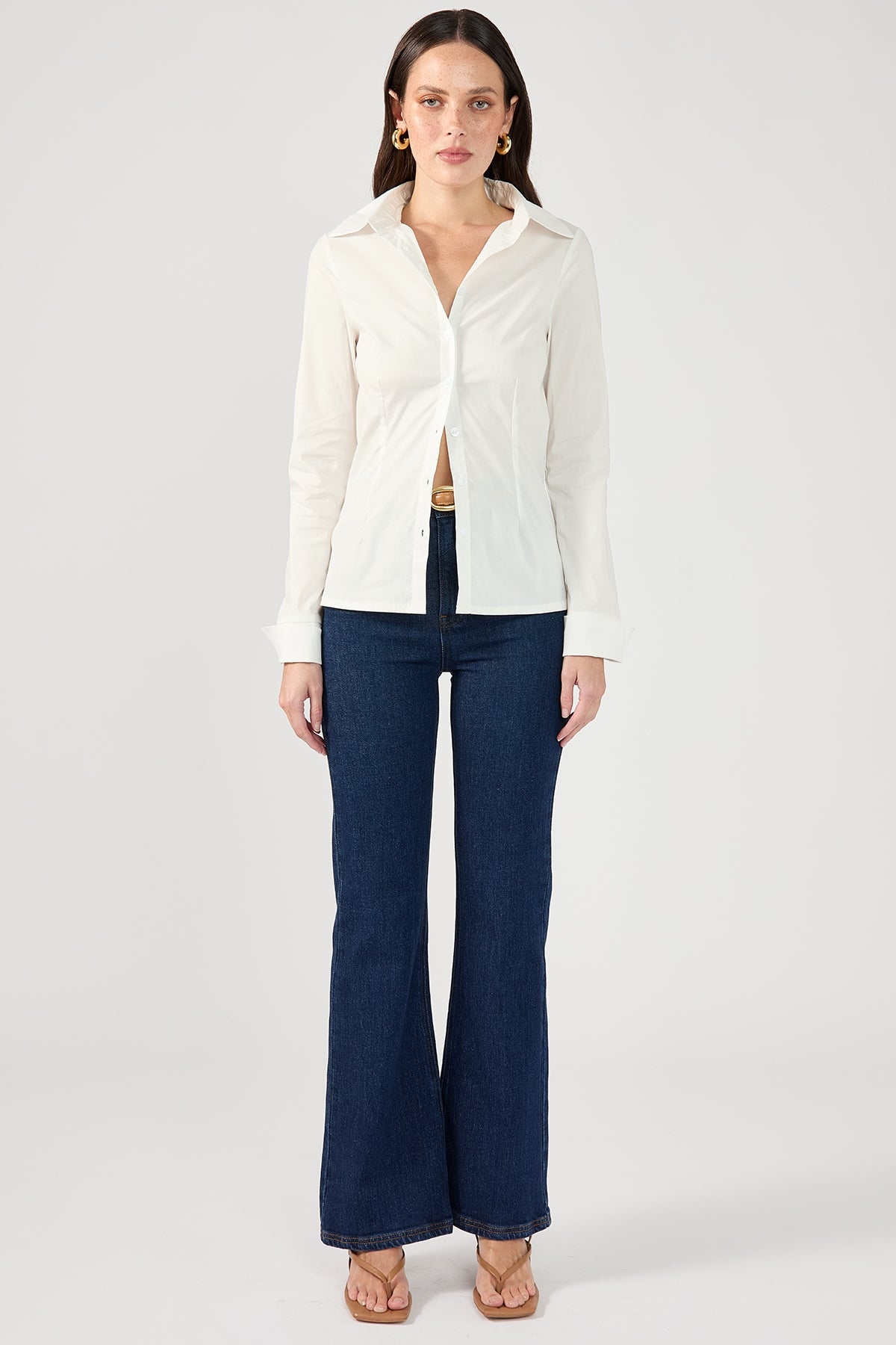 Perfect Stranger Wintour Fitted Button Up Shirt White