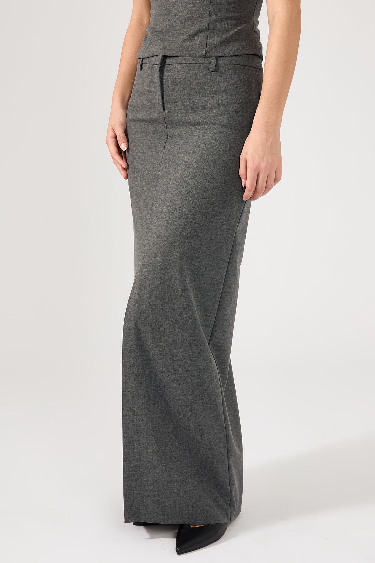 Perfect Stranger Winona Tailored Midi Skirt Grey