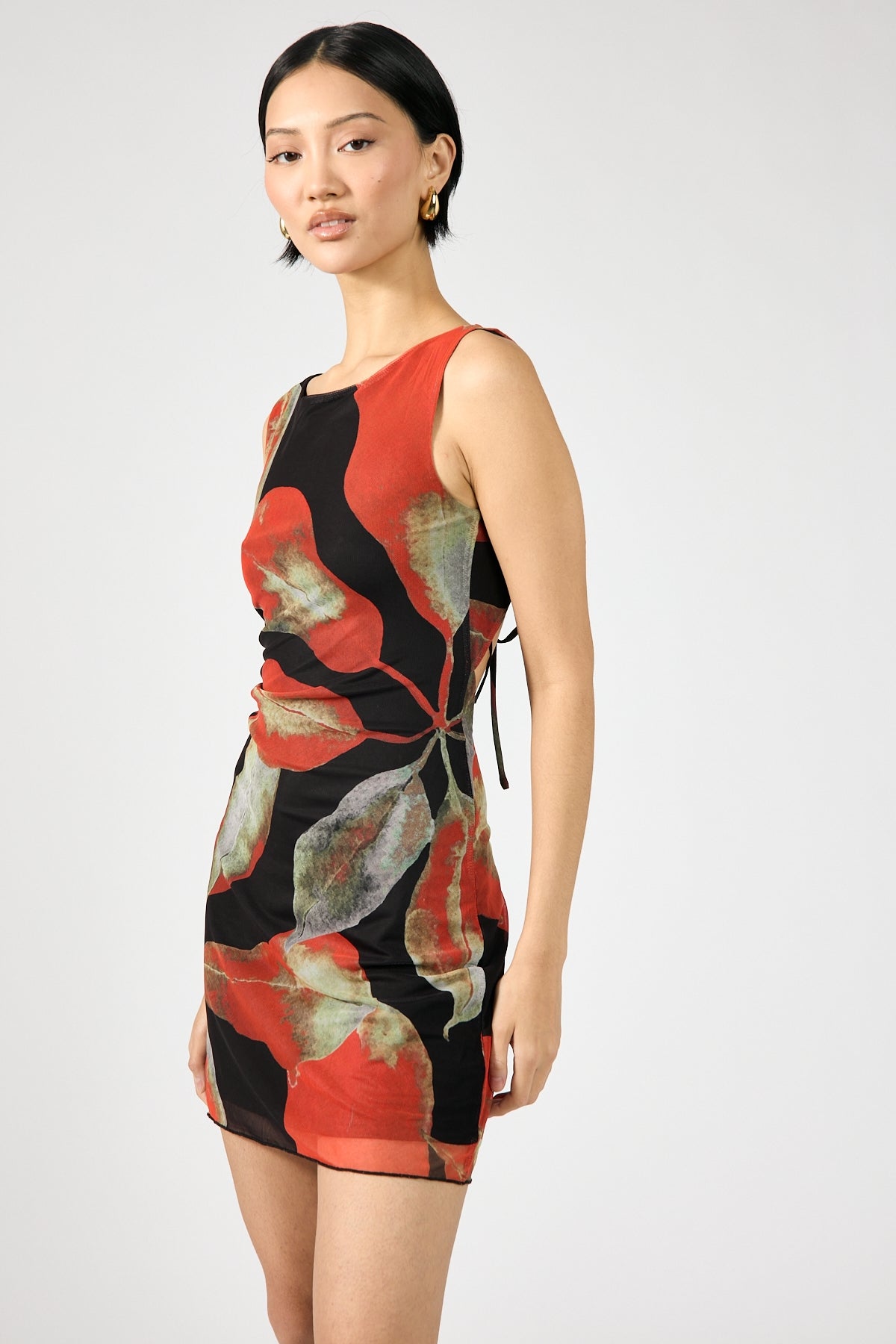 Perfect Stranger Bromeliad Dream Backless Mini Dress Black Print