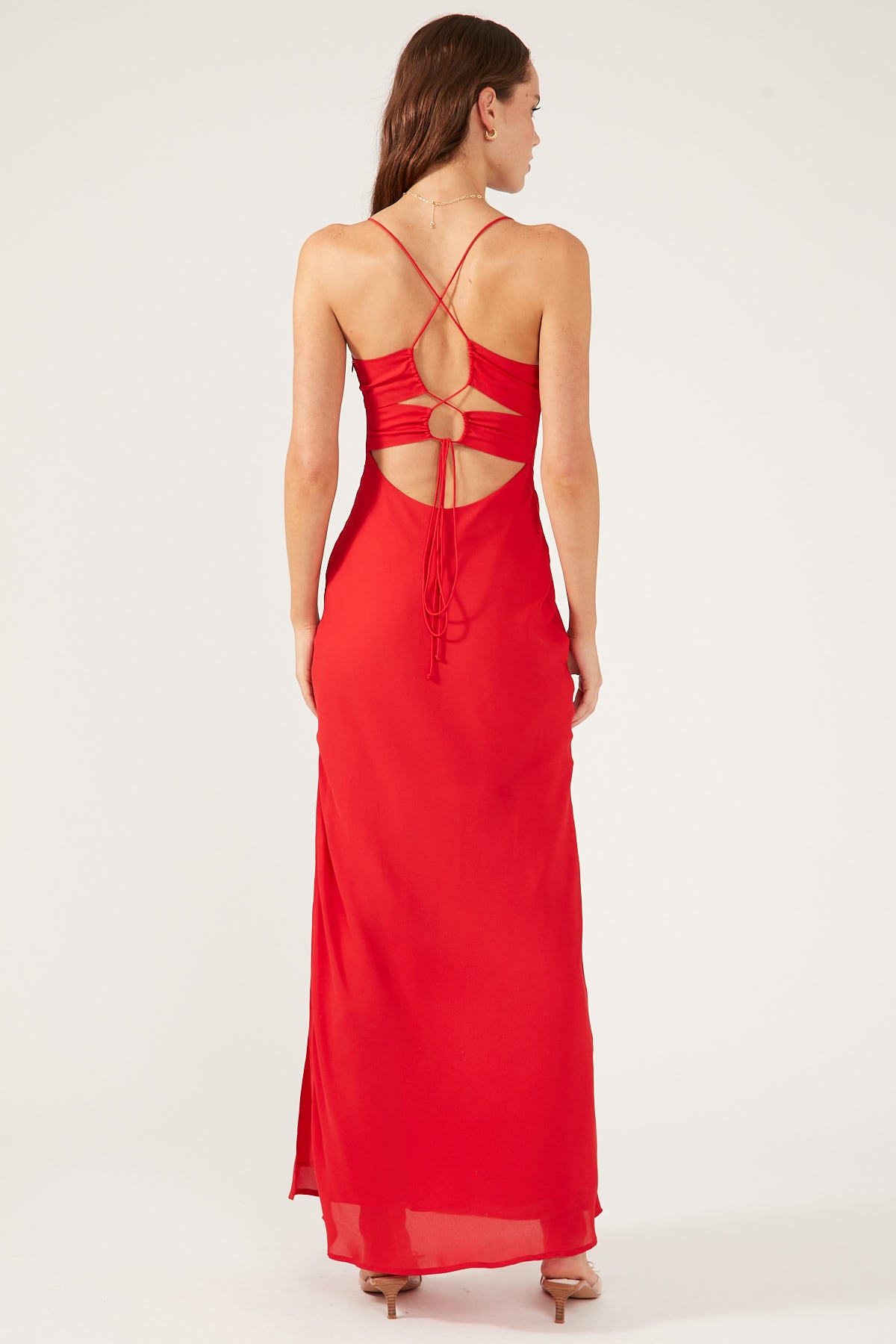 Perfect Stranger Evie Chiffon Maxi Dress Red
