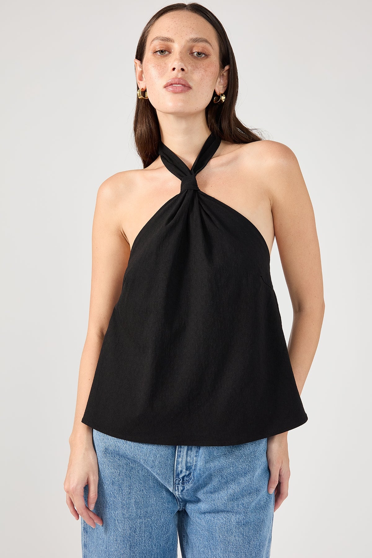 Perfect Stranger Trina Tie Knot Top Black