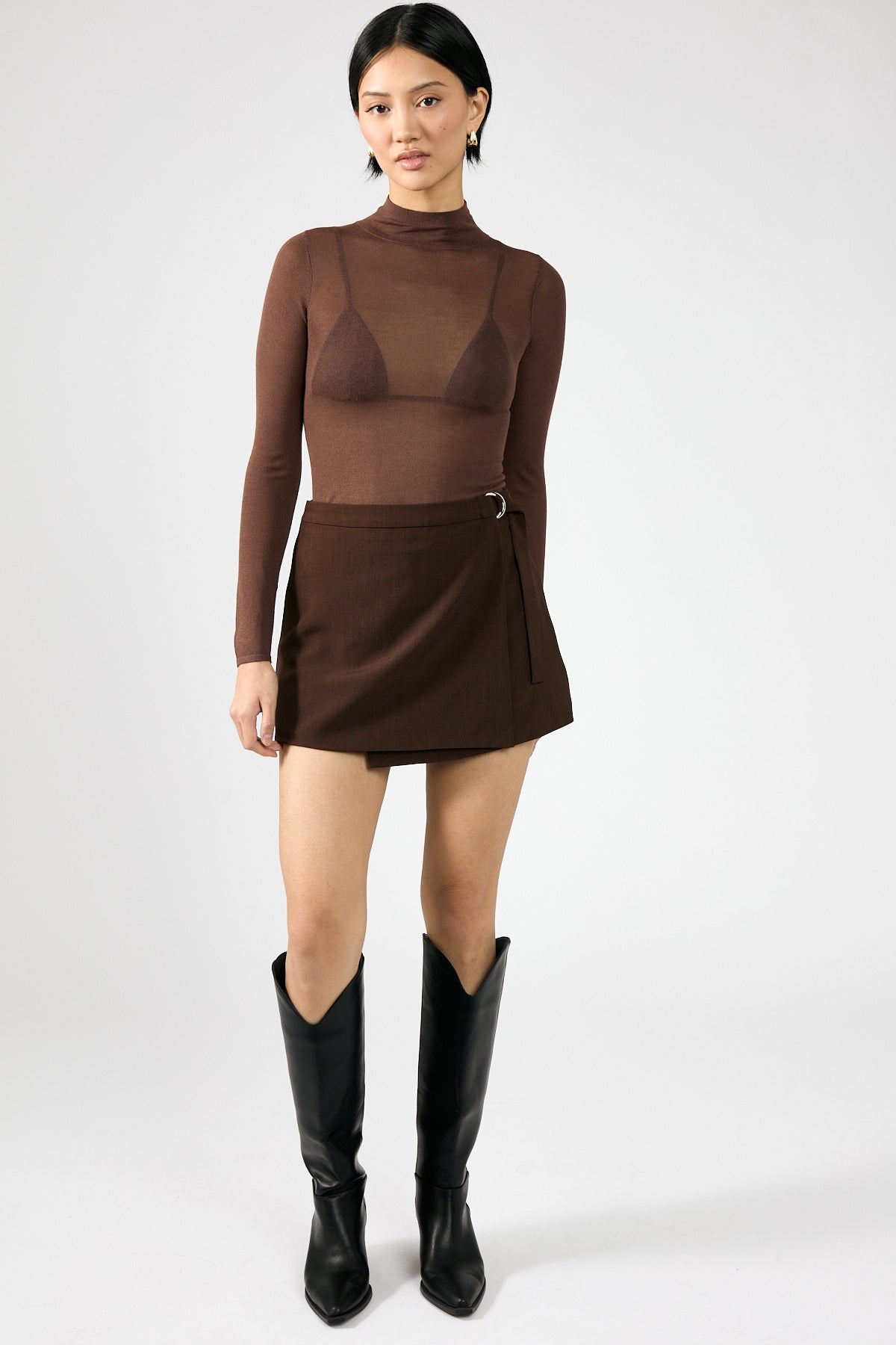 Perfect Stranger Buckle up Skort Choc