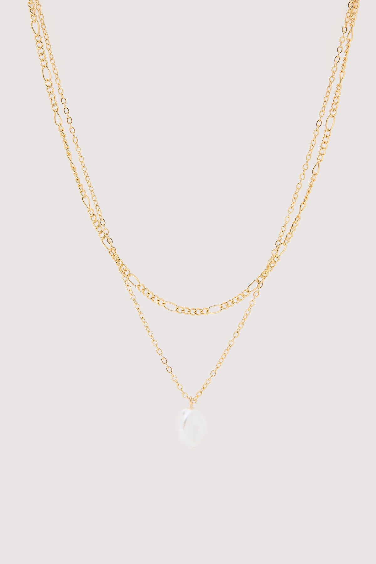 Perfect Stranger Allure Pearl 2 Pack Layered Necklace Gold