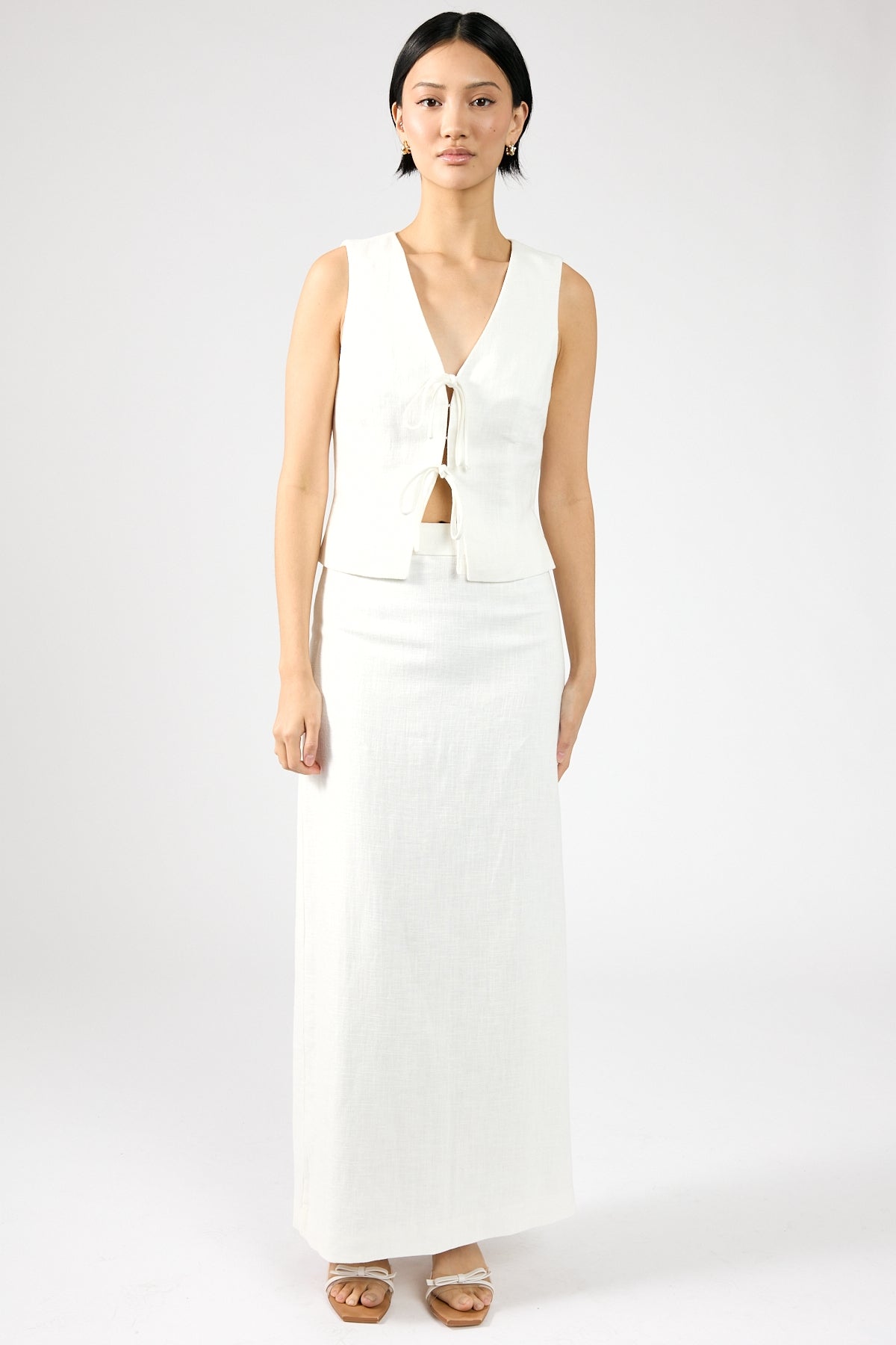 Perfect Stranger Menorca Tie Up Vest Top White