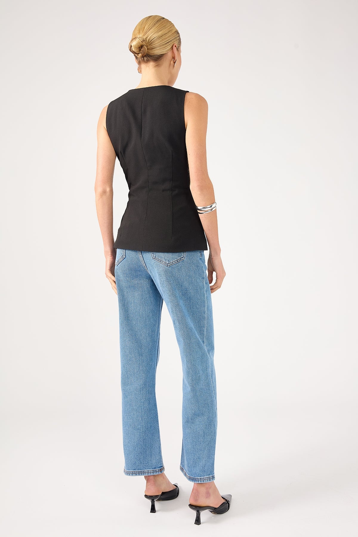 Perfect Stranger High Rise Straight Leg Jean Mid Blue Denim