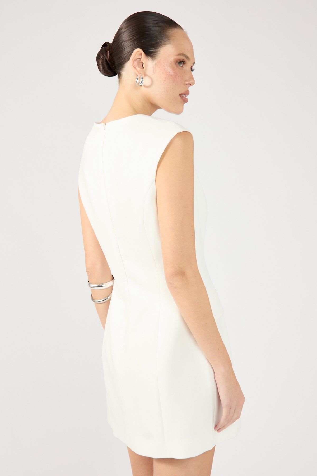 Perfect Stranger Luca V Neck Tailored Mini Dress Cream