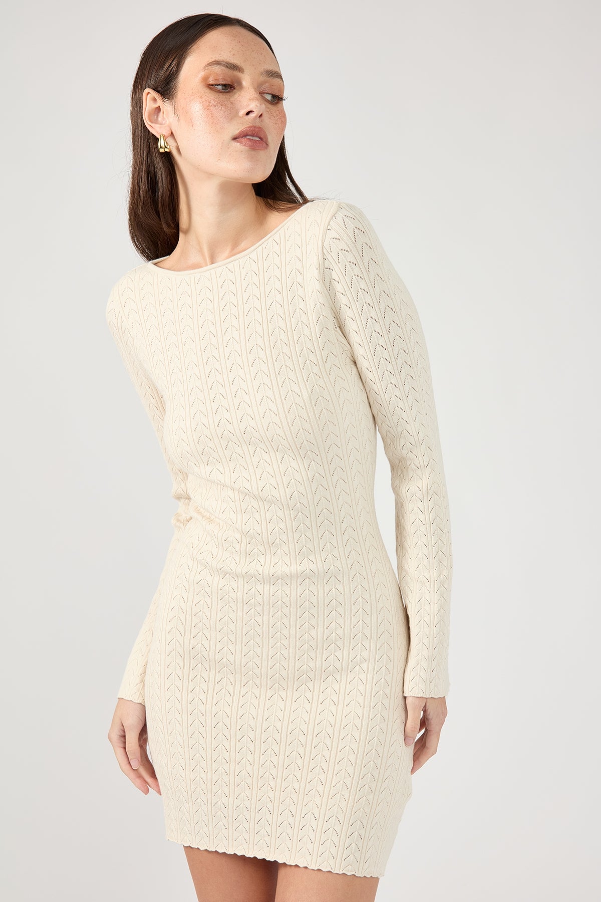 Perfect Stranger Bellsy Long Sleeve Mini Dress - White