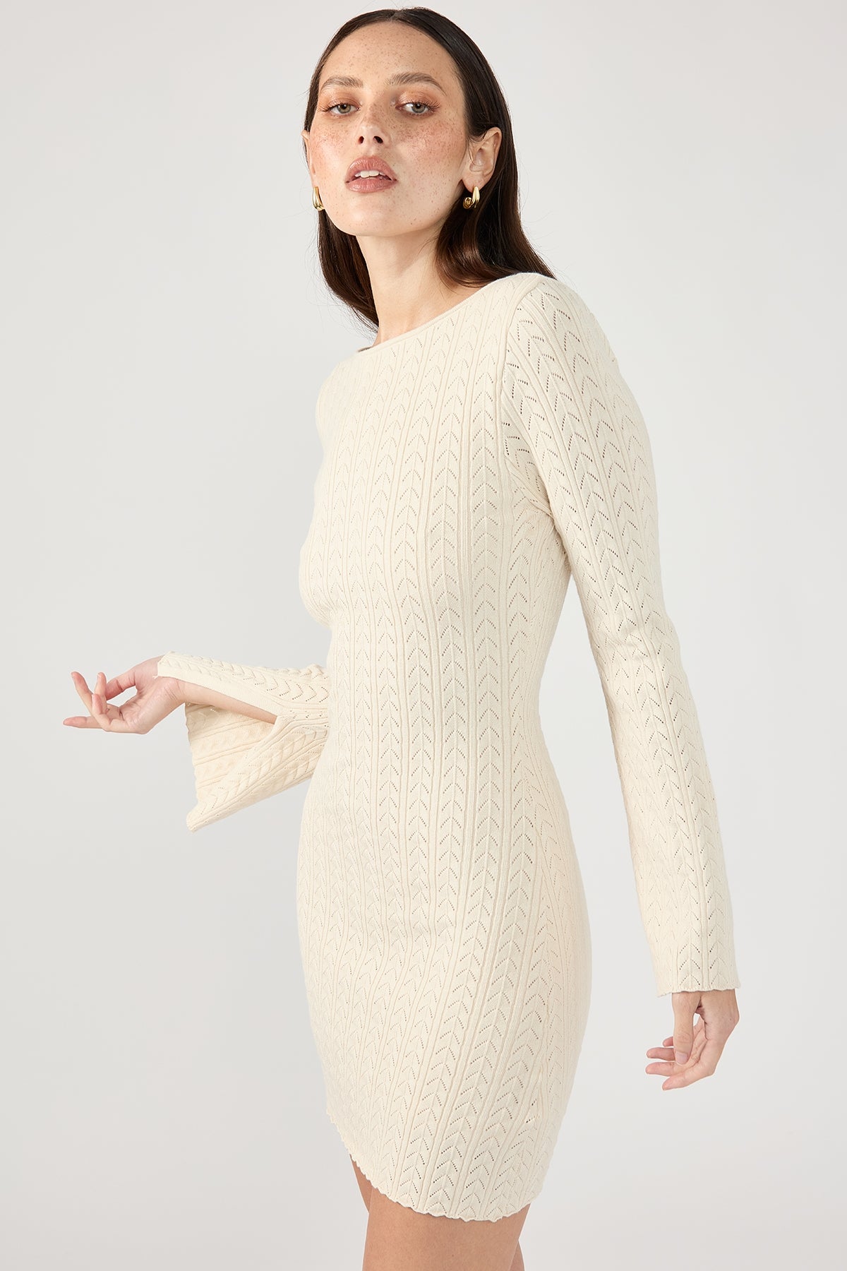Perfect Stranger Bellsy Long Sleeve Mini Dress - White