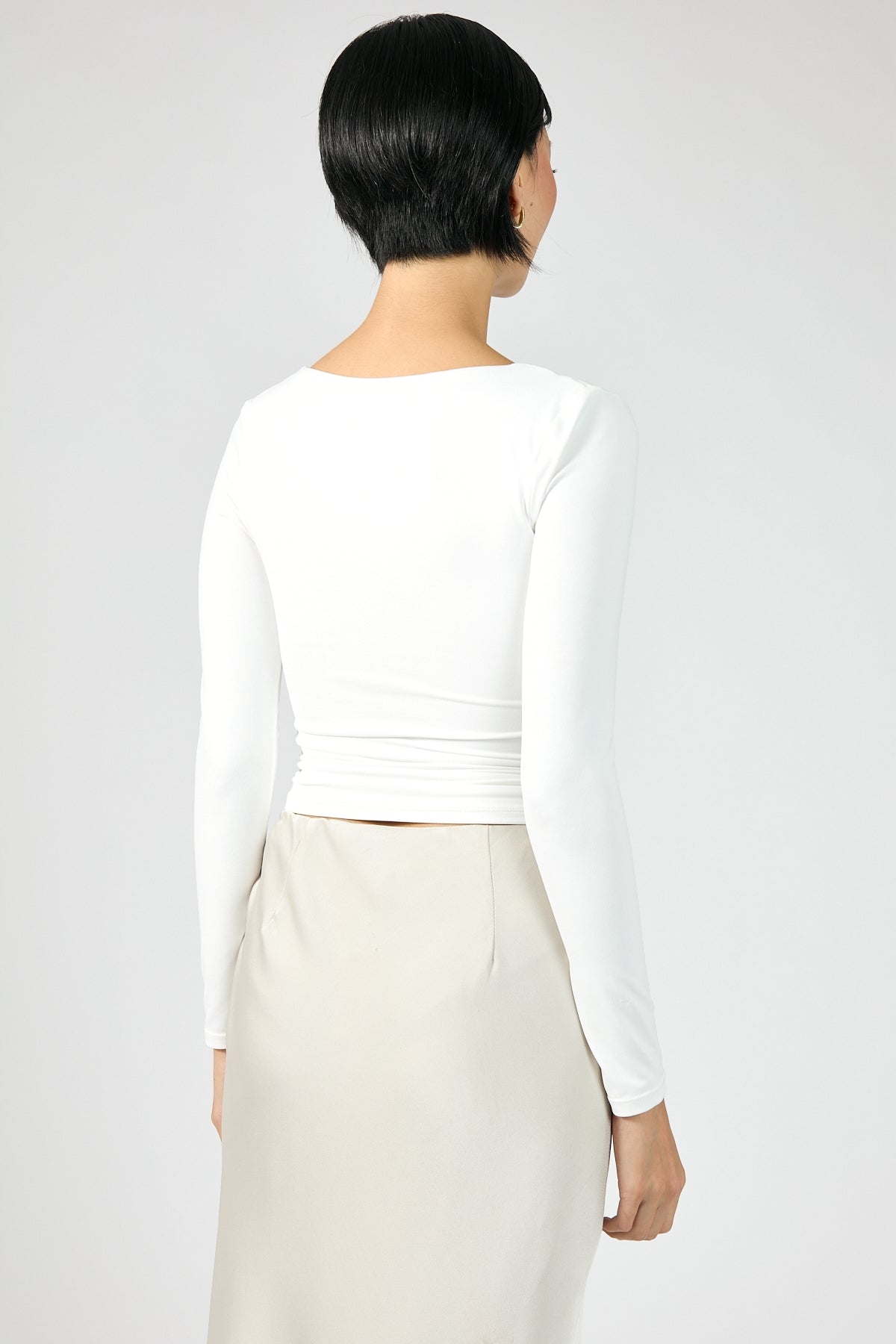 Perfect Stranger Scoop Neck Long Sleeve Top White