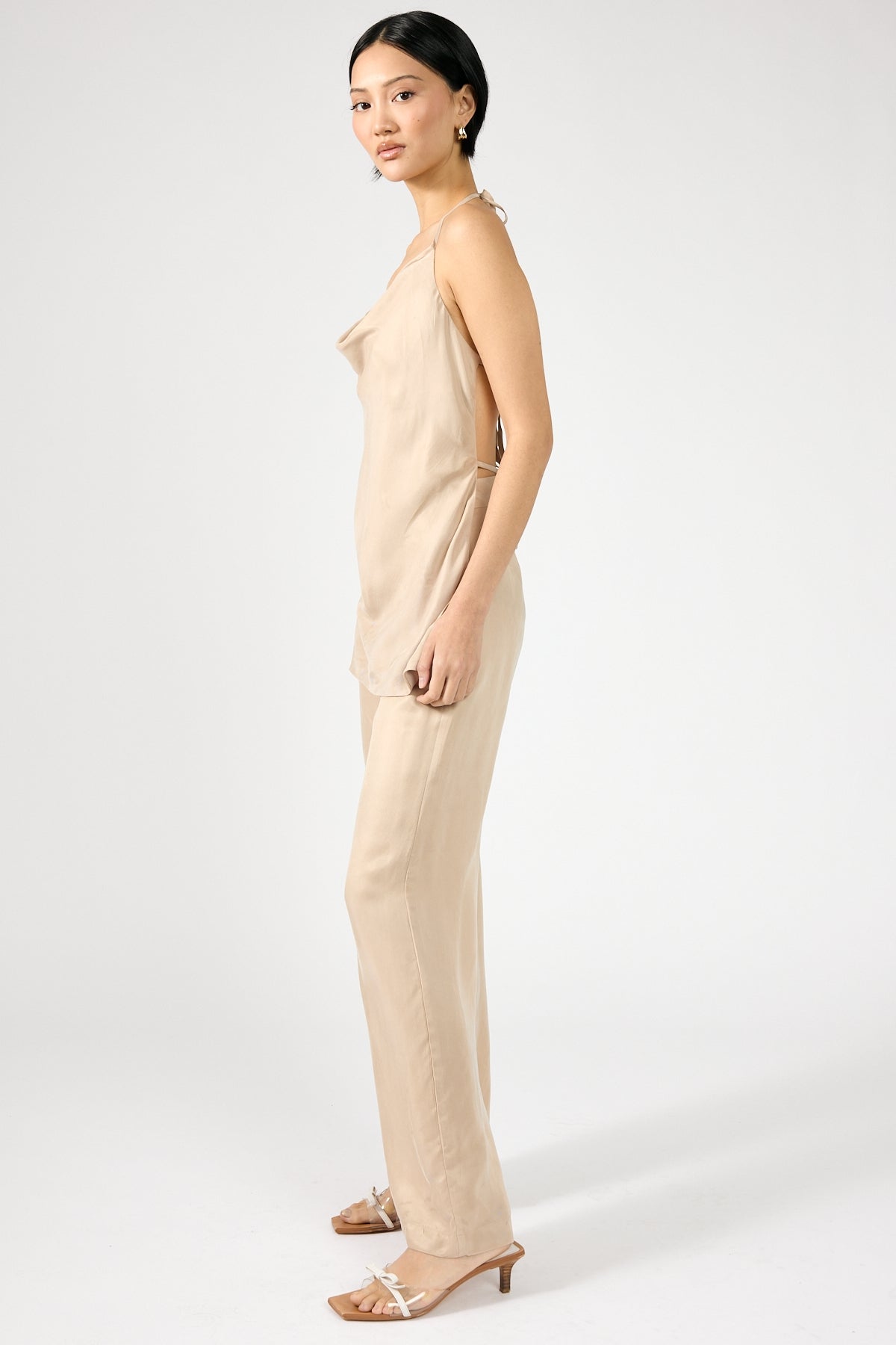 Perfect Stranger Giulia Clean Waist Cupro Pant Nude