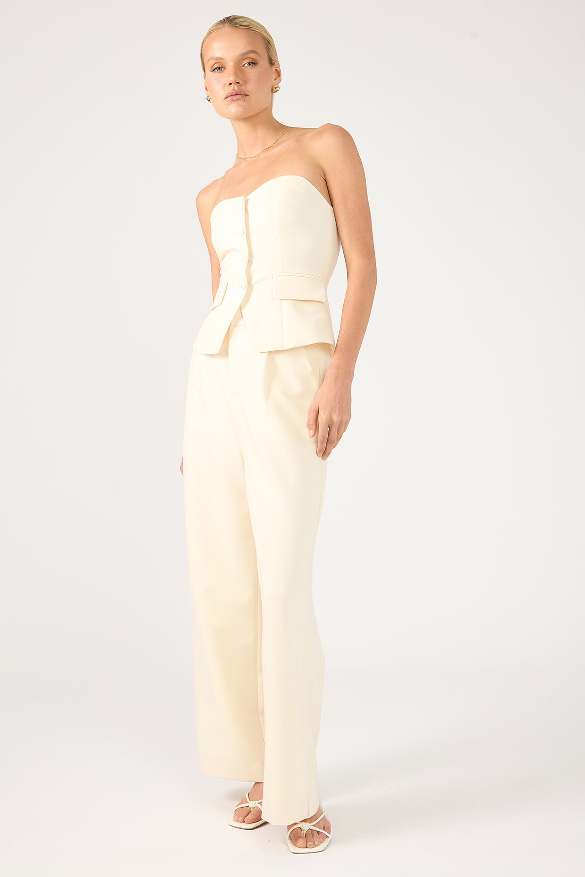 Perfect Stranger Luca Straight Leg Tailored Pants Bone