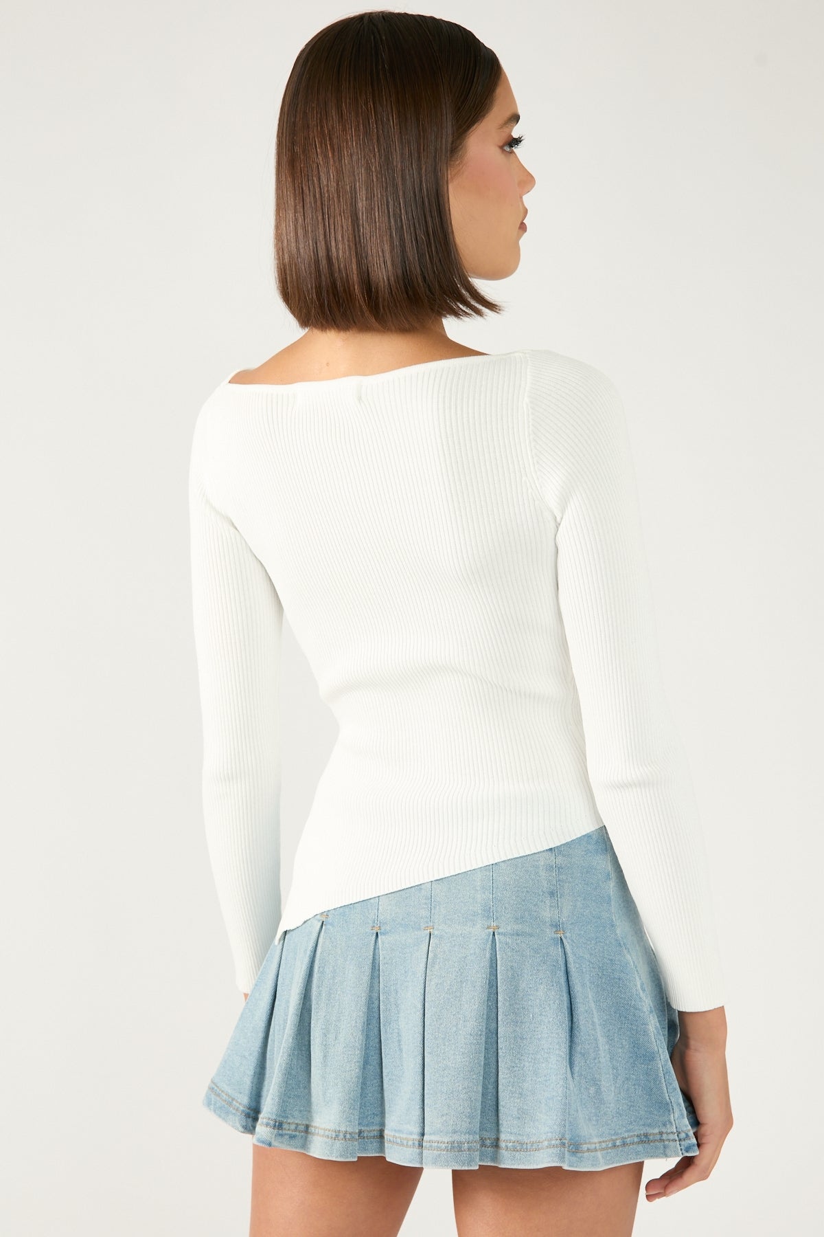 Perfect Stranger Georgie Pleated Denim Mini Skirt Light Blue Denim