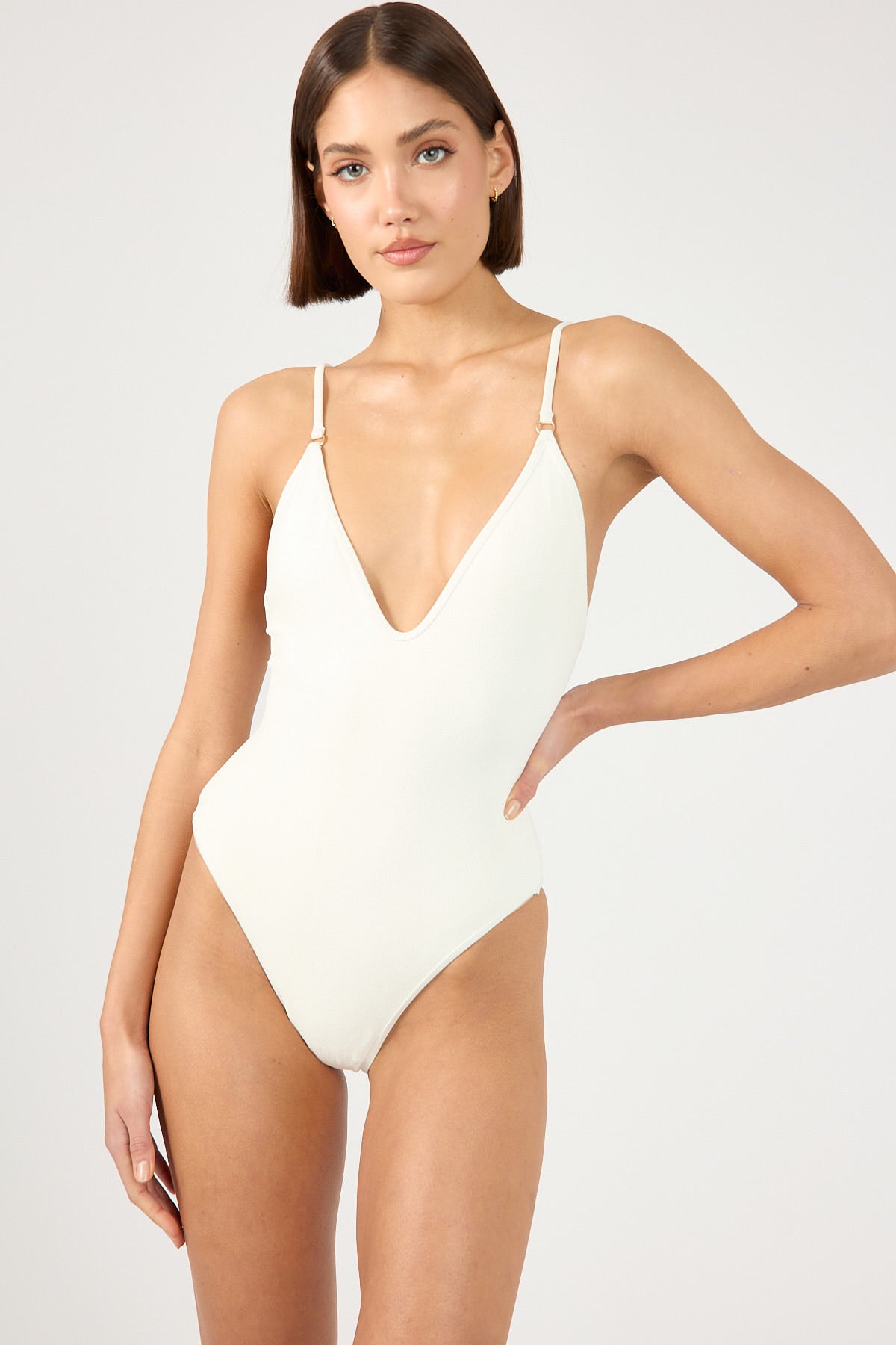 Perfect Stranger Spice Crinkle One Piece Bodysuit White
