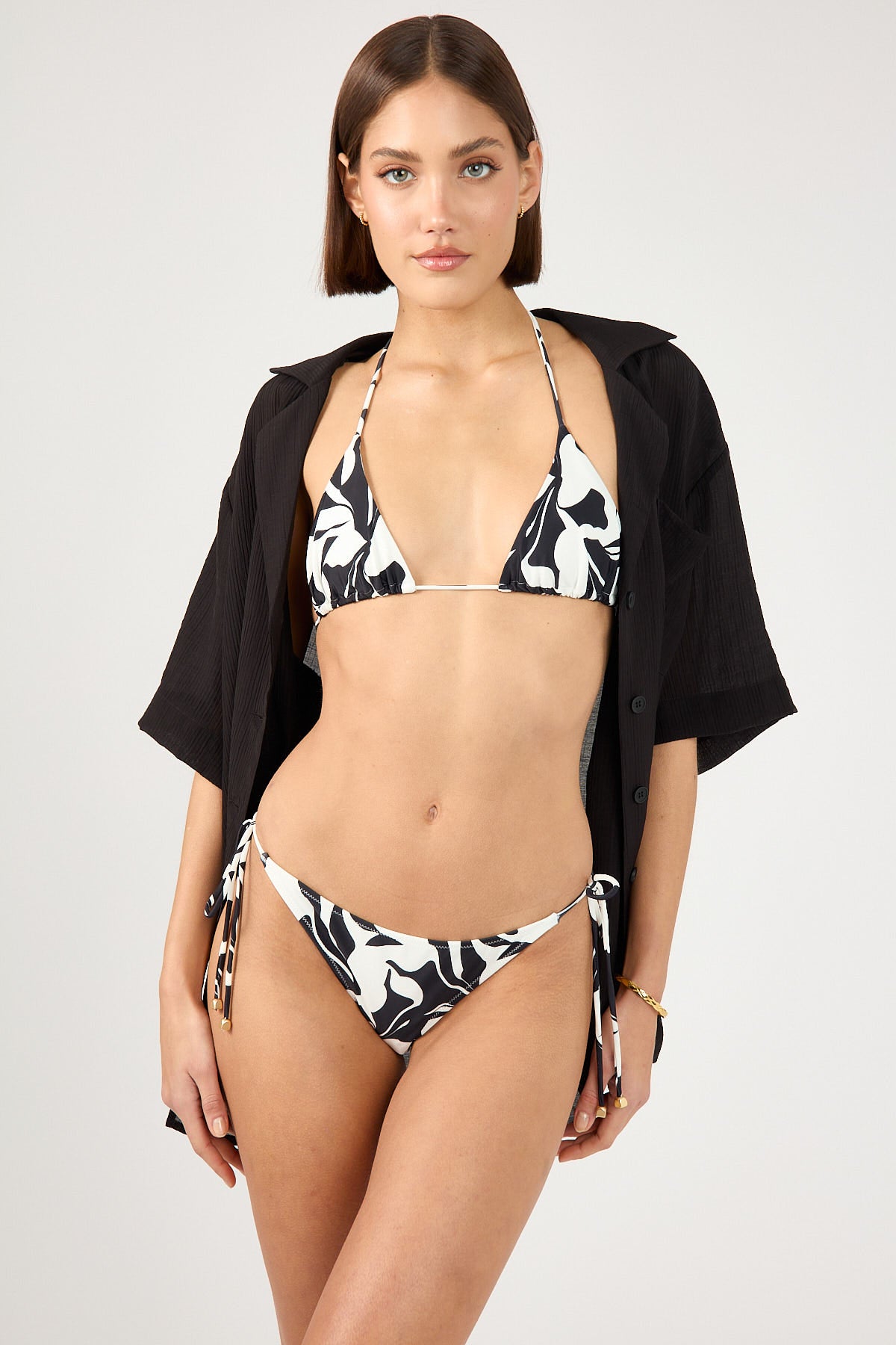 Perfect Stranger Ink Slice Bikini Top Black Print