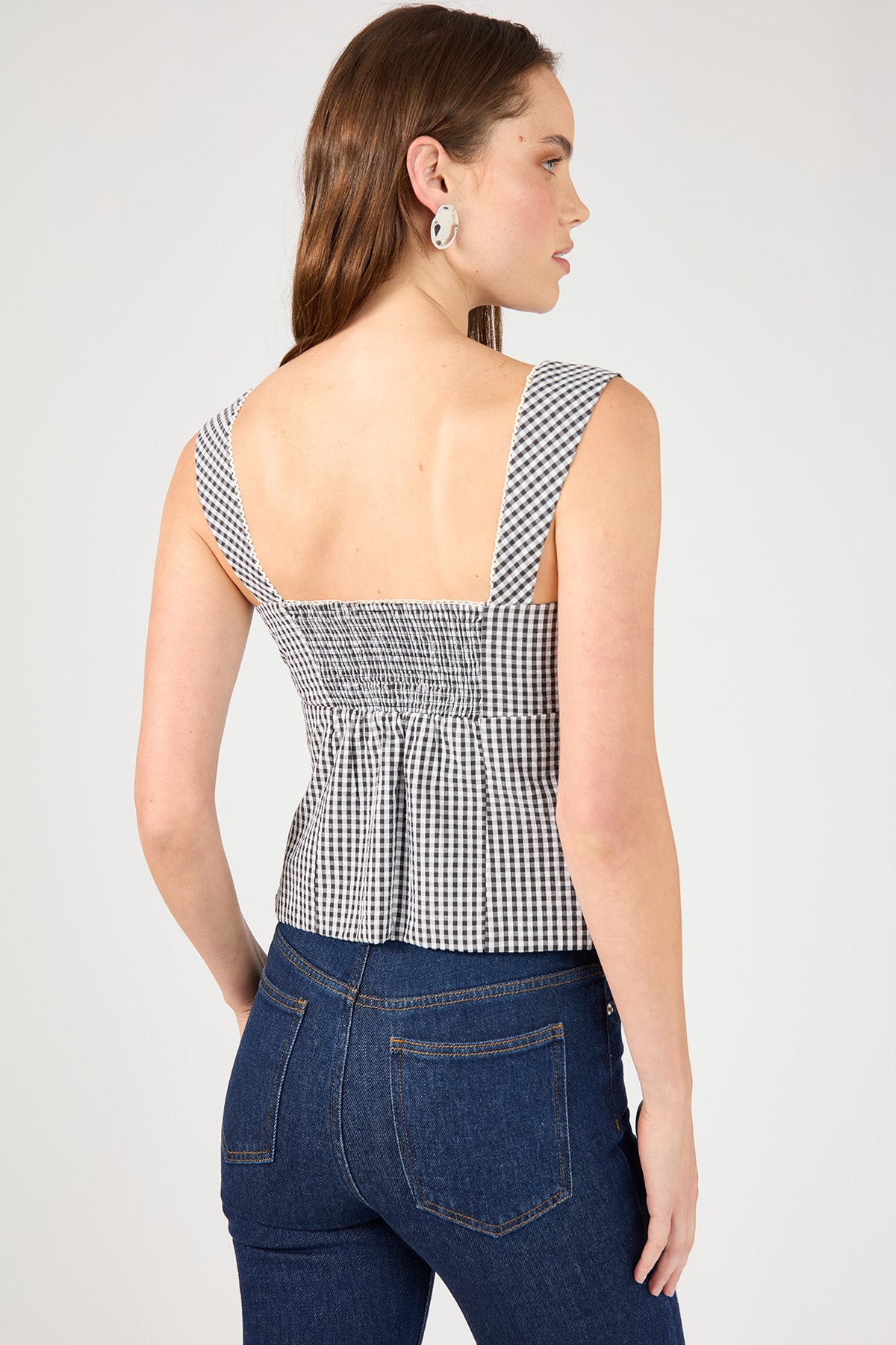 Perfect Stranger Garden Party Tie Front Top Black Print