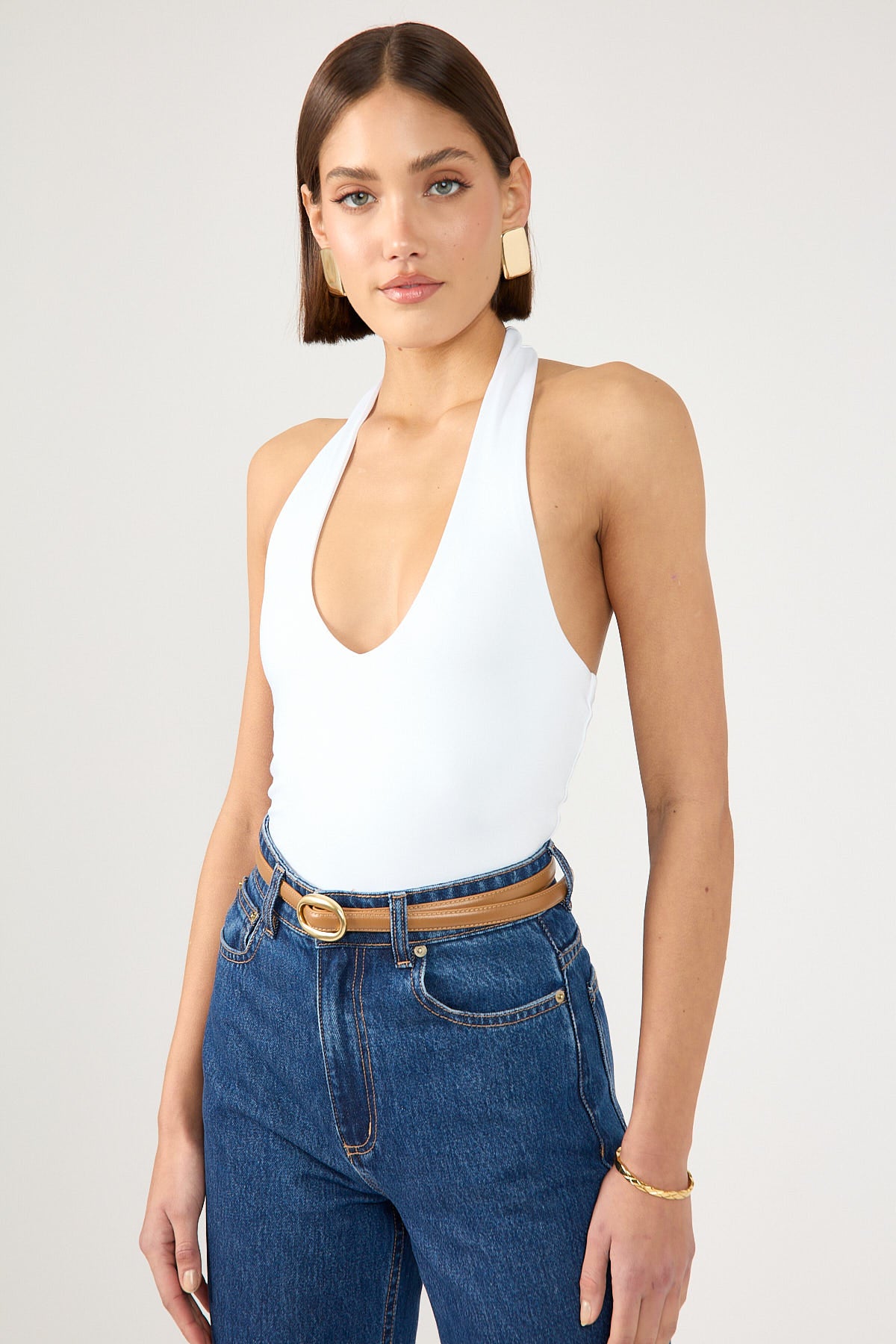 Perfect Stranger Stivie Jersey Halter Top White