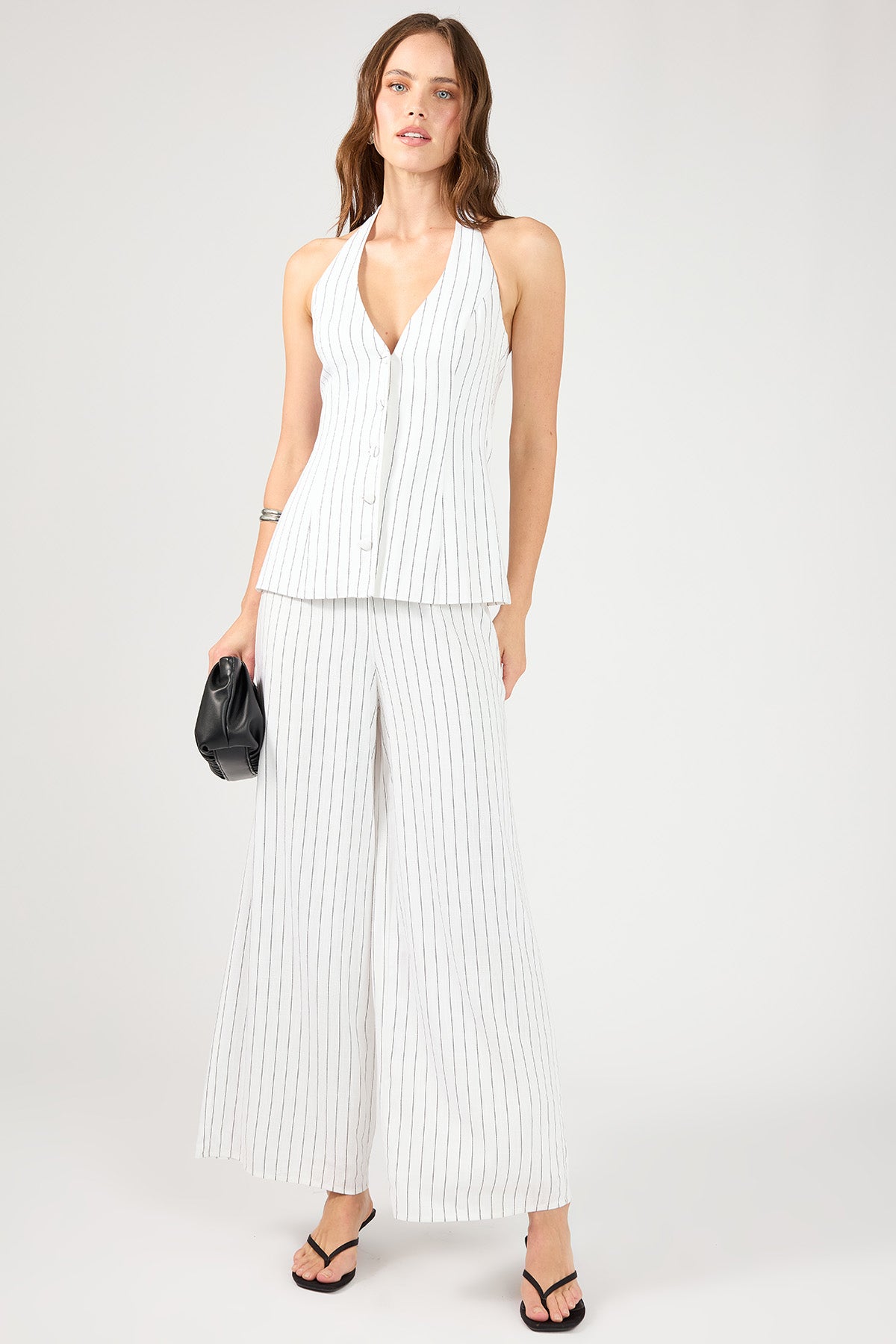 Perfect Stranger Pinstripe Linen Pant White Stripe