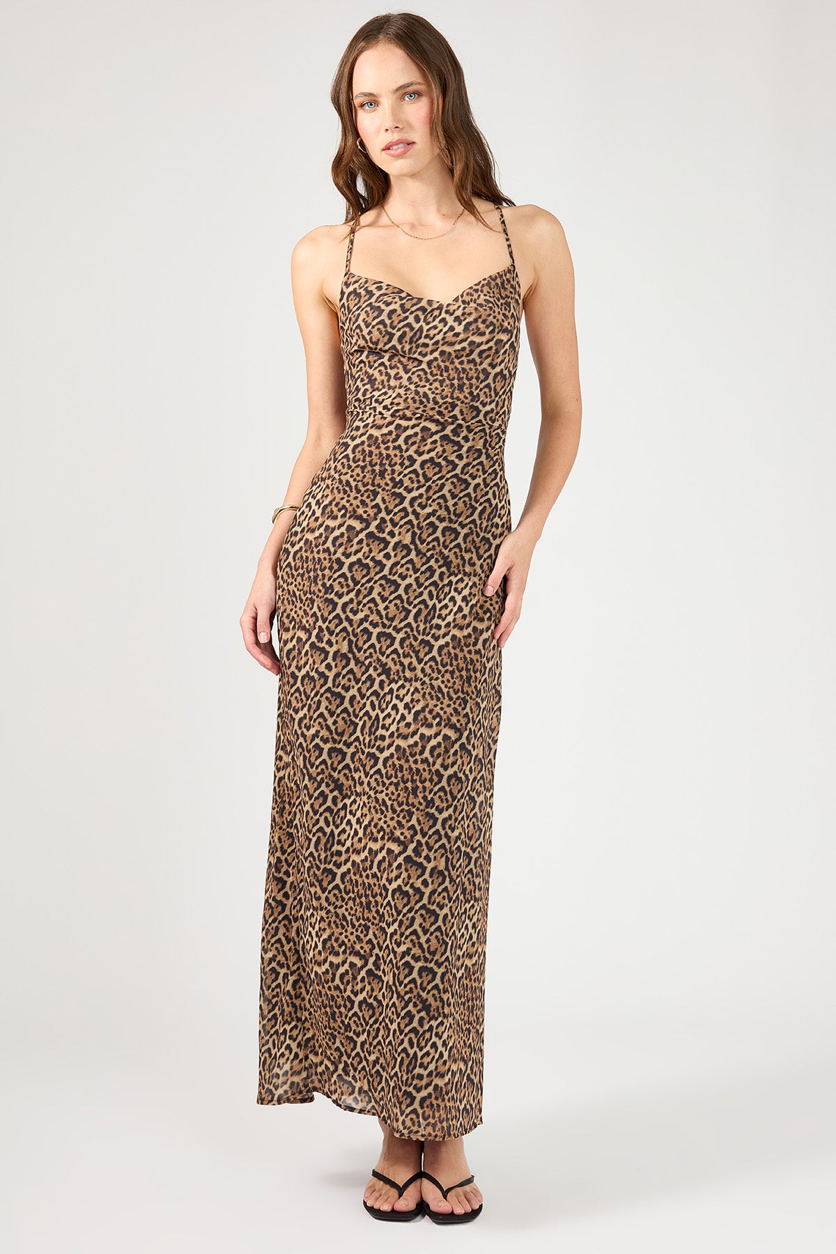 Perfect Stranger Serengeti Leopard Chiffon Midi Dress Leopard
