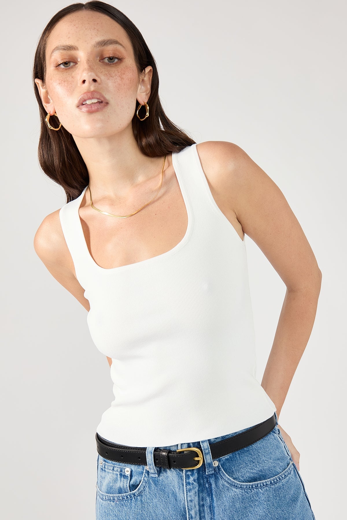 Perfect Stranger Zira Rib Knit Tank White