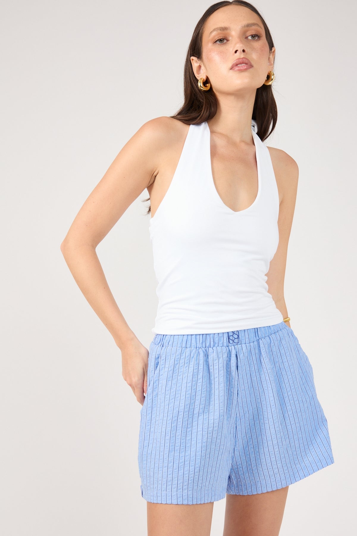 Perfect Stranger Azure Striped Short Blue Stripe