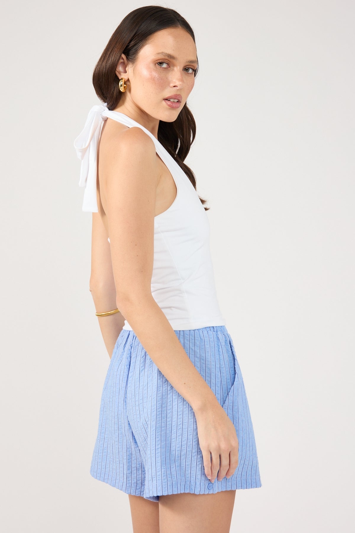Perfect Stranger Azure Striped Short Blue Stripe