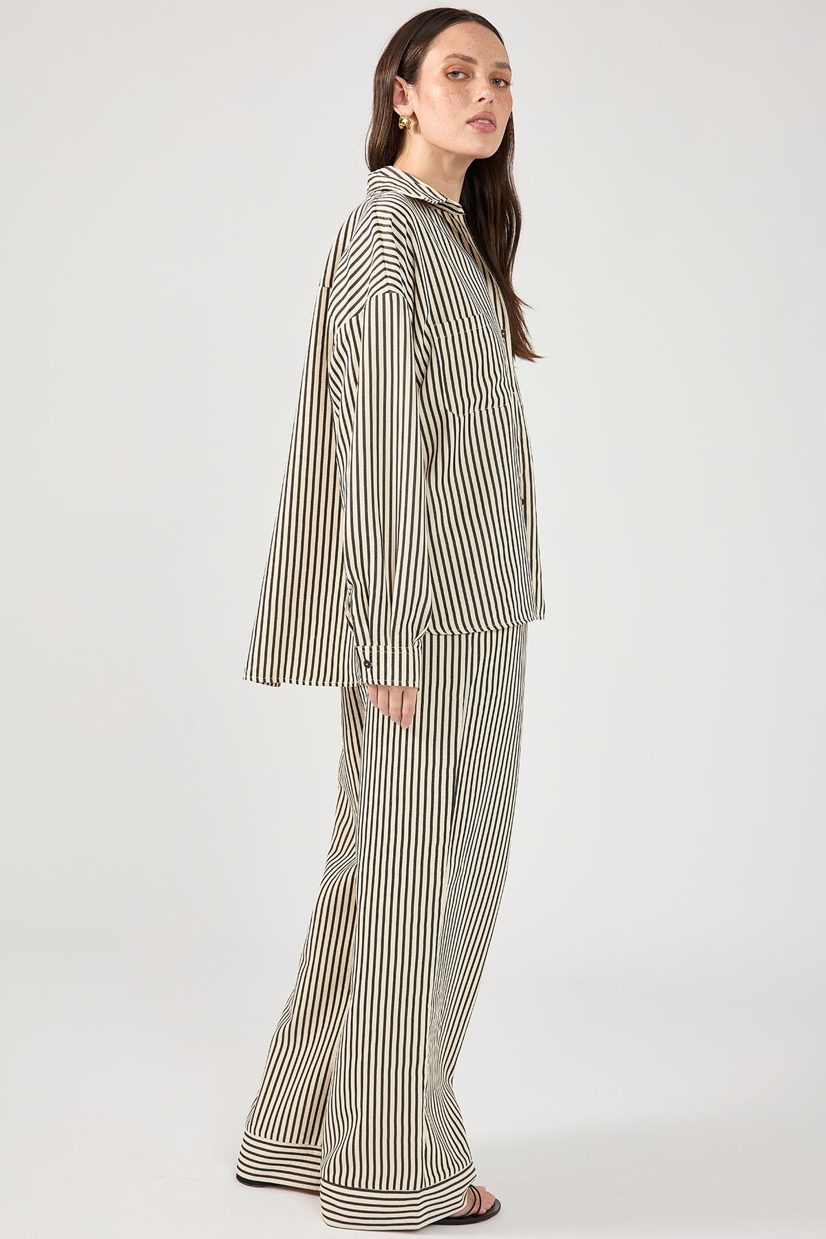 Perfect Stranger Cleo Stripe Straight Leg Pant Black Stripe