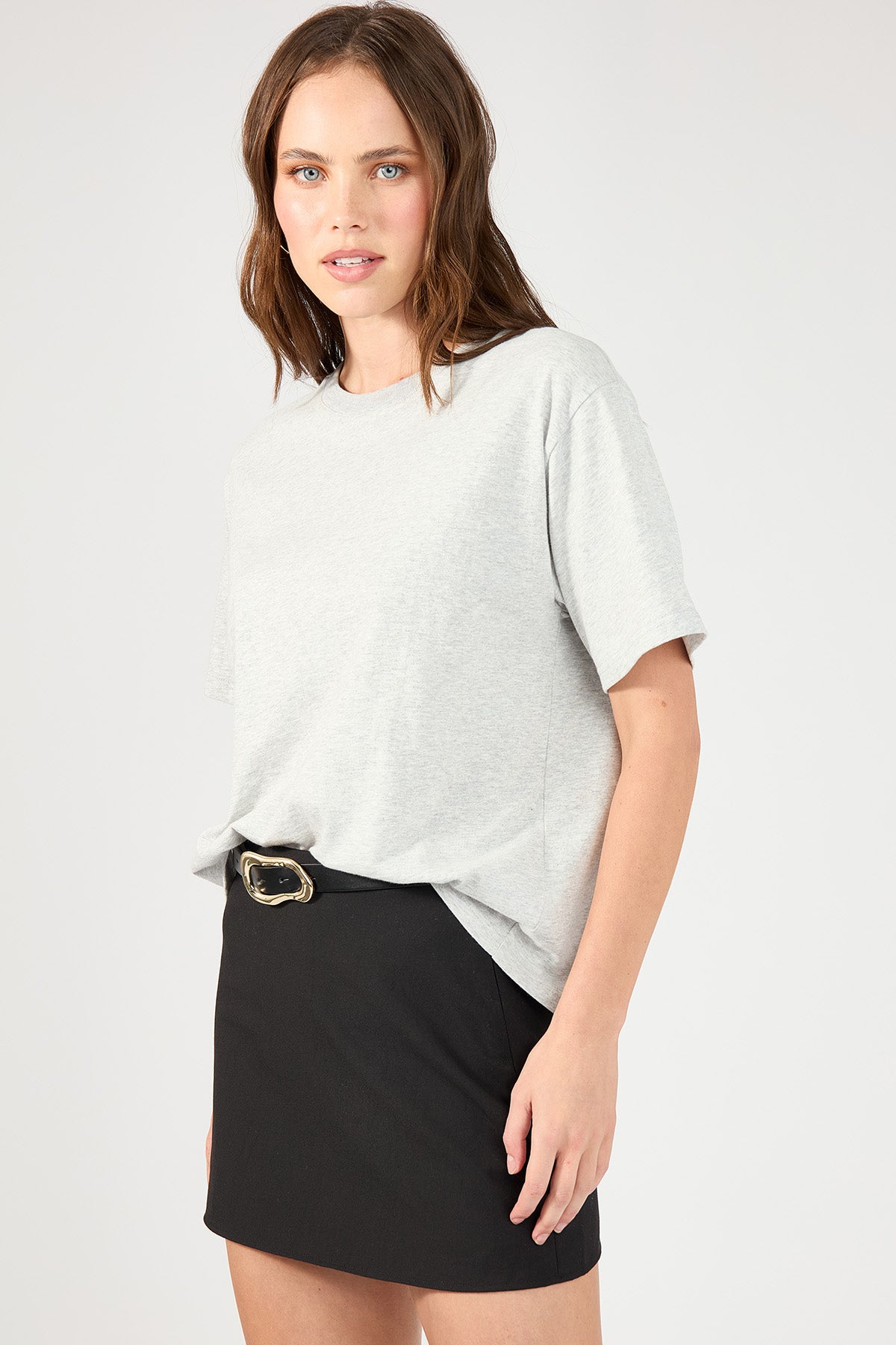 Perfect Stranger Oversized Basic Tee Grey Marle