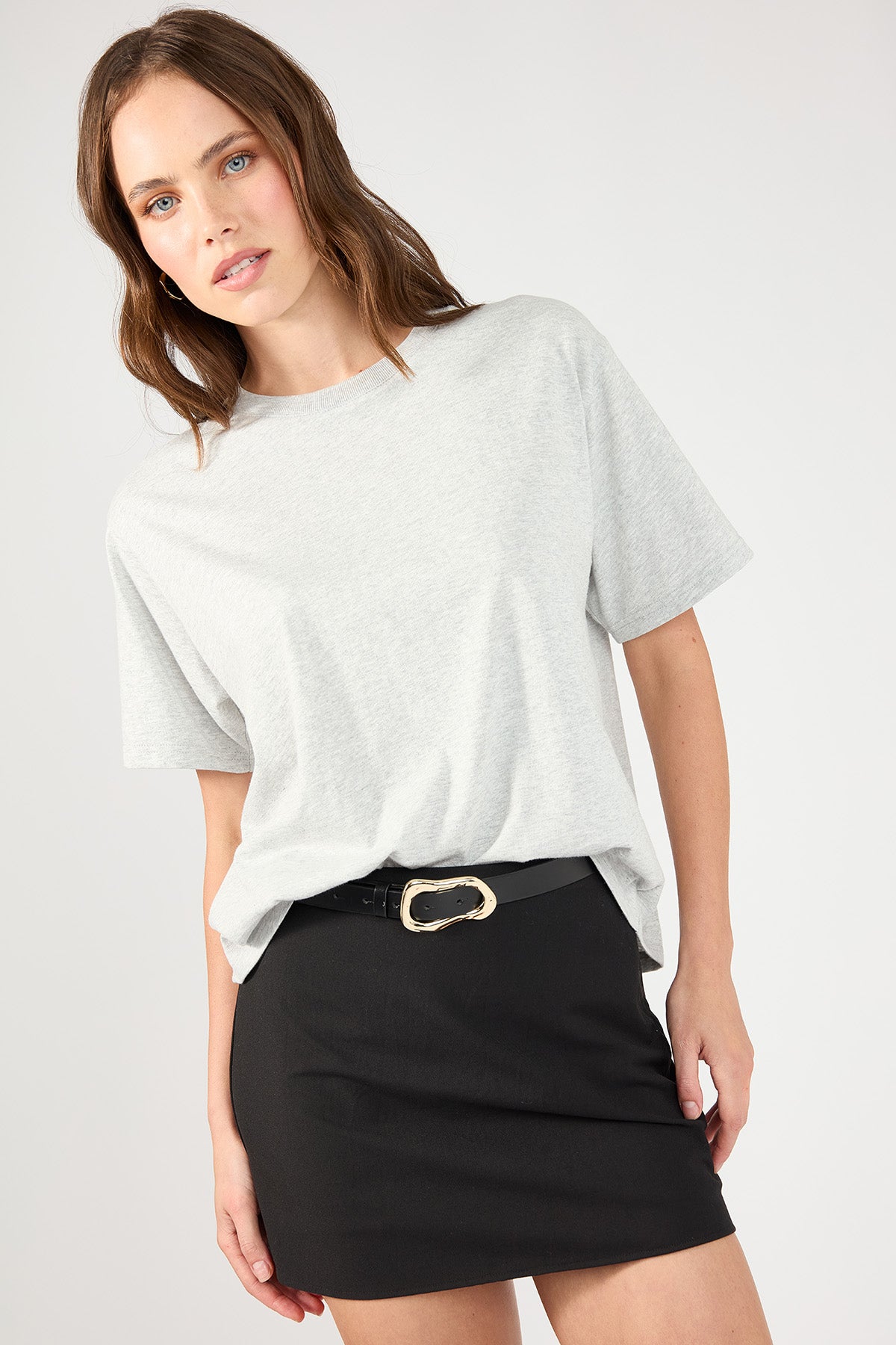 Perfect Stranger Oversized Basic Tee Grey Marle