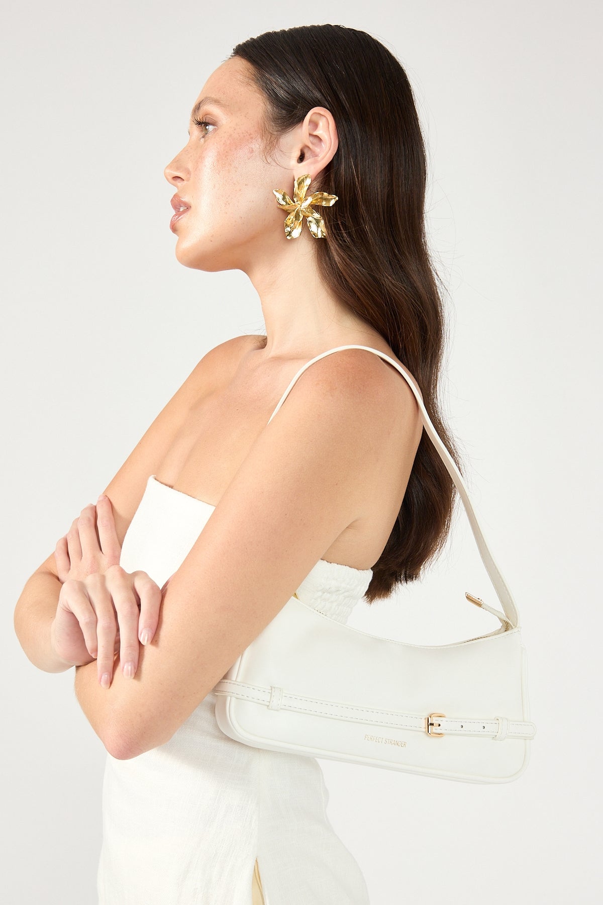 Perfect Stranger Selene Mini Buckle Handbag White