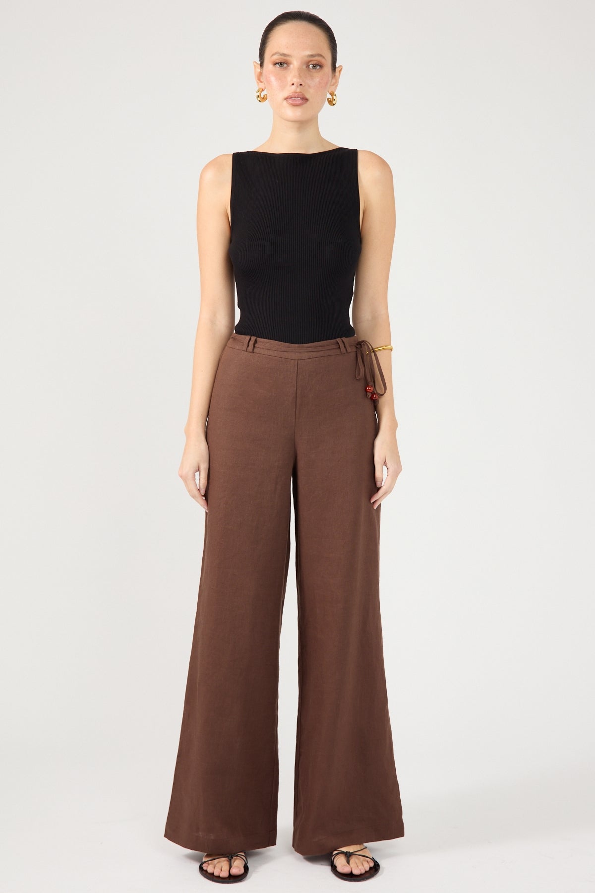 Perfect Stranger Amber Linen Pant Brown