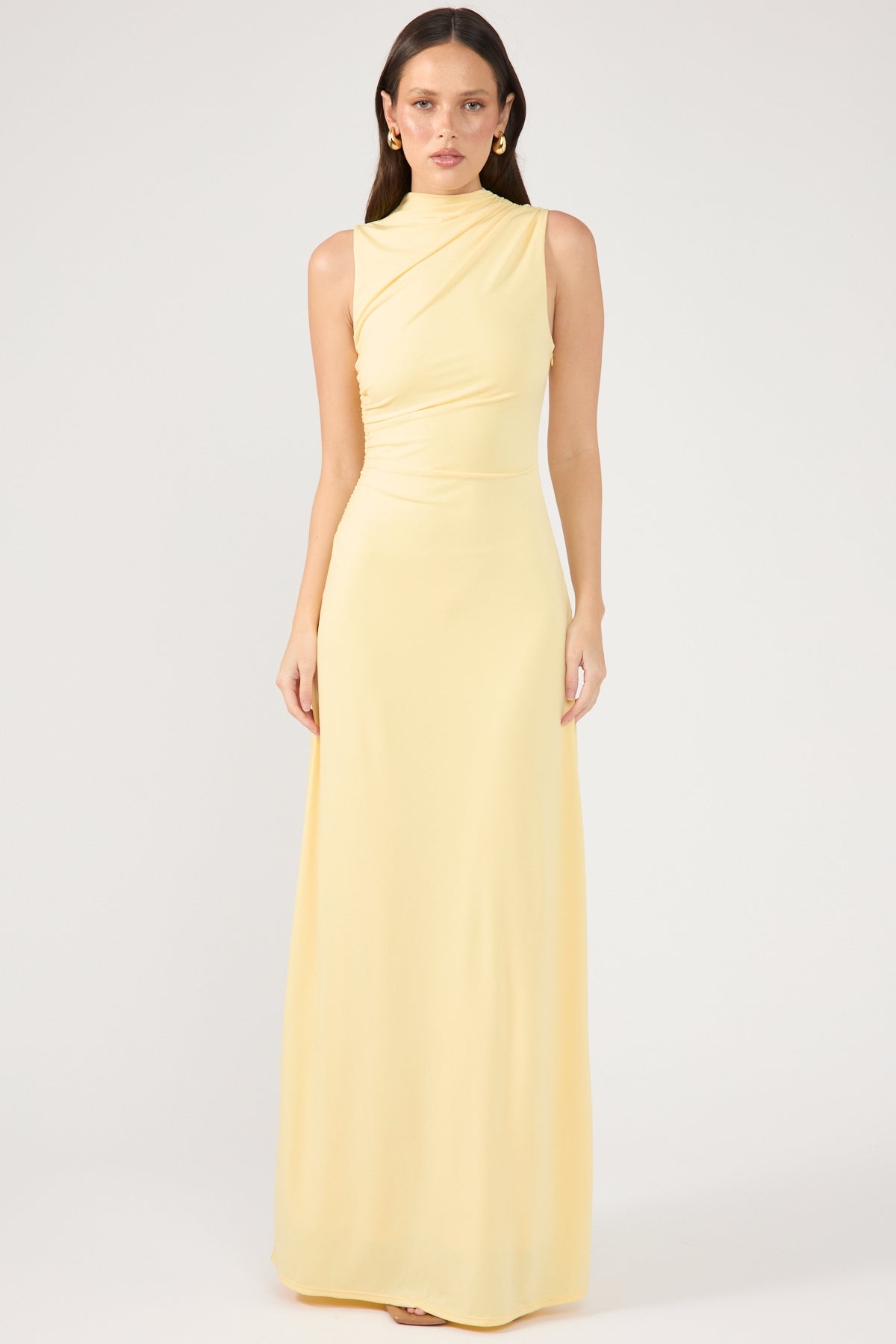 Perfect Stranger Rosewood High Neck Maxi Dress Lemon