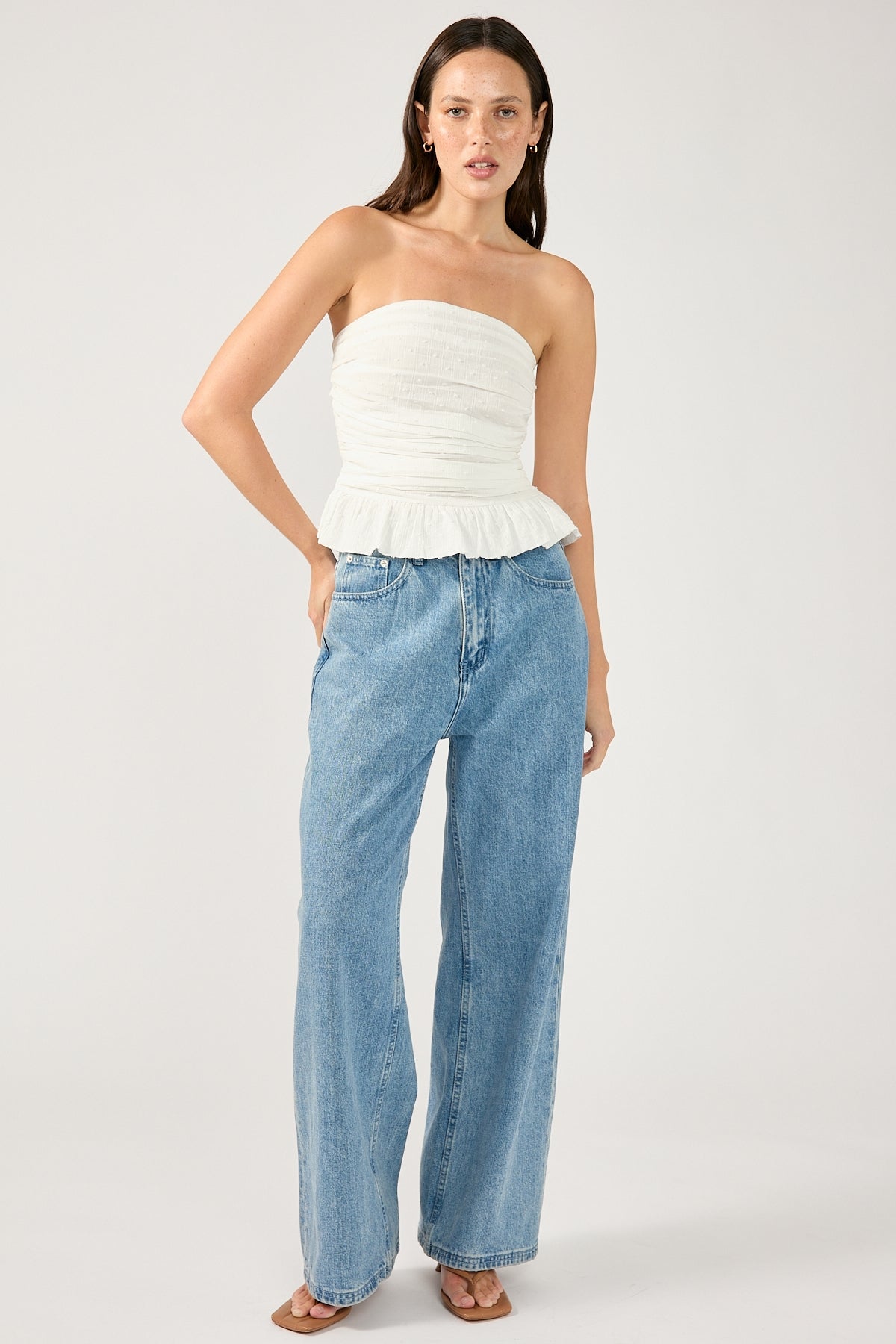 Perfect Stranger Zemi Gathered Strapless Top White