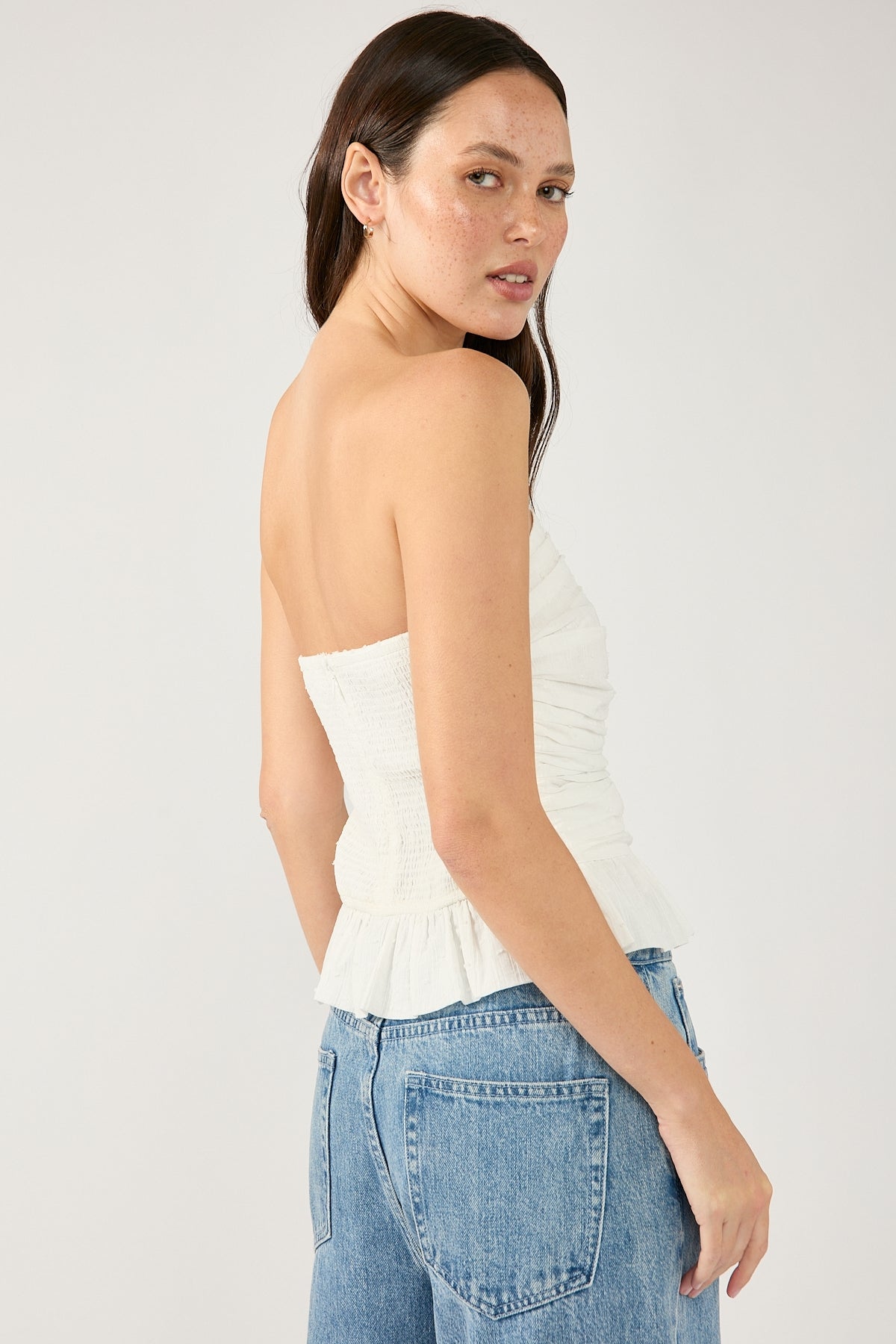 Perfect Stranger Zemi Gathered Strapless Top White