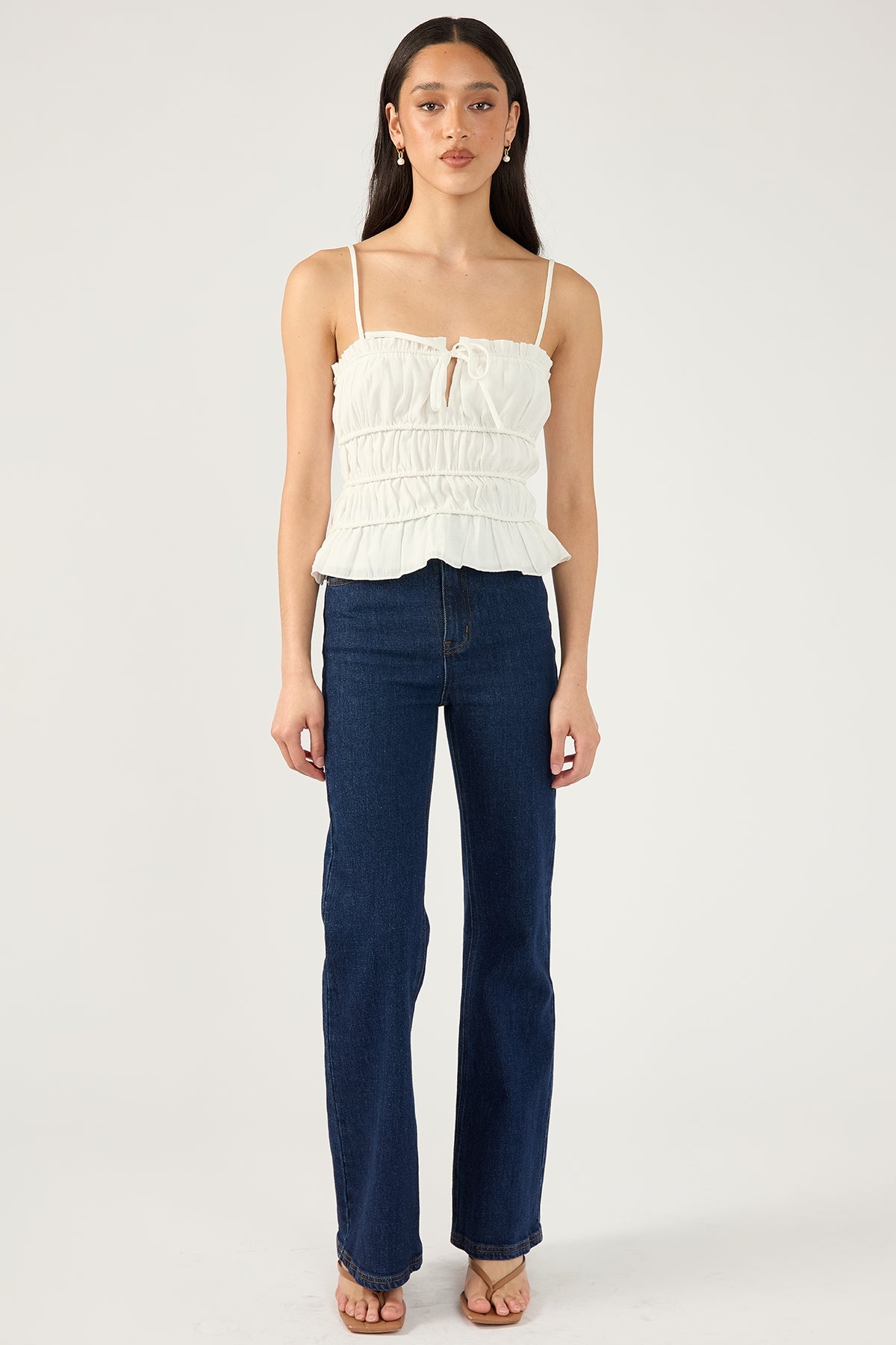Perfect Stranger Diletta Shirred Cami Top White