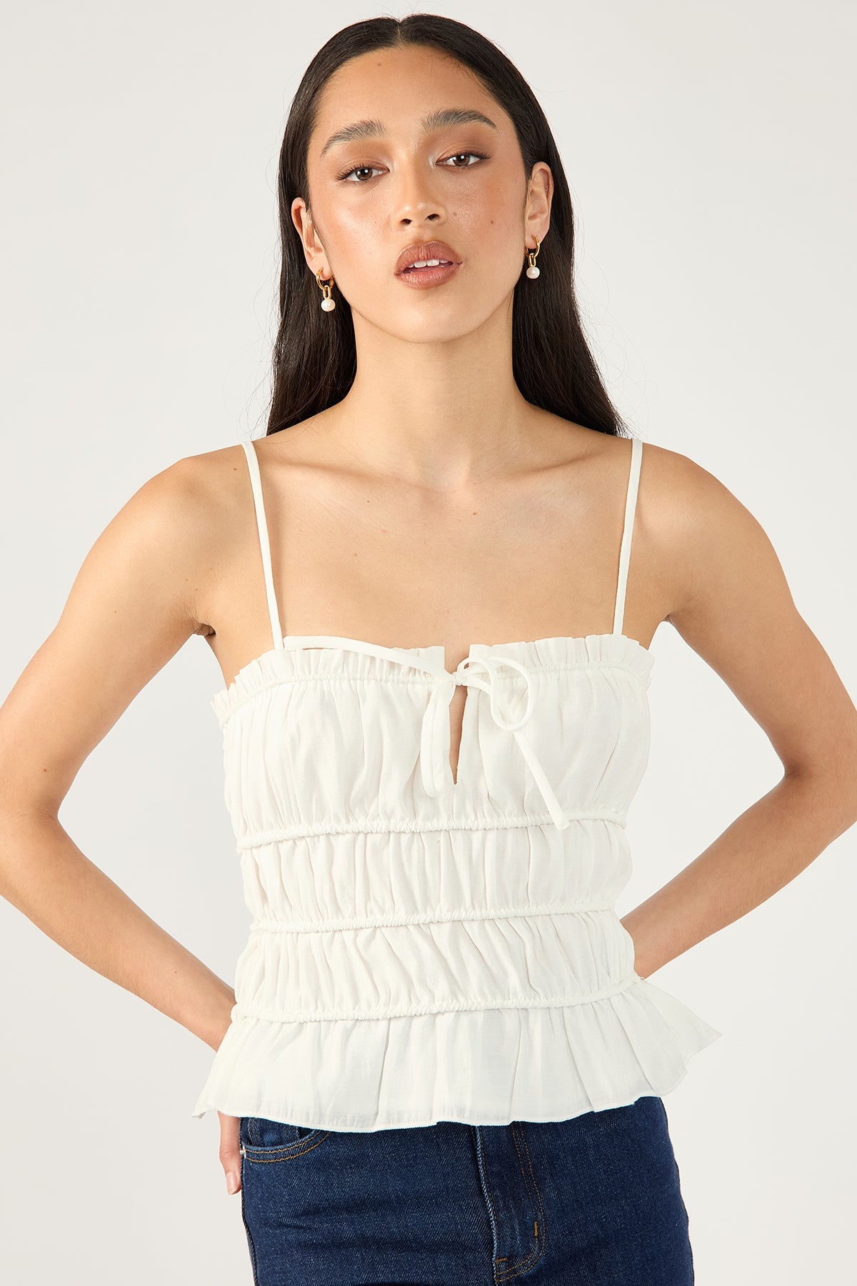 Perfect Stranger Diletta Shirred Cami Top White