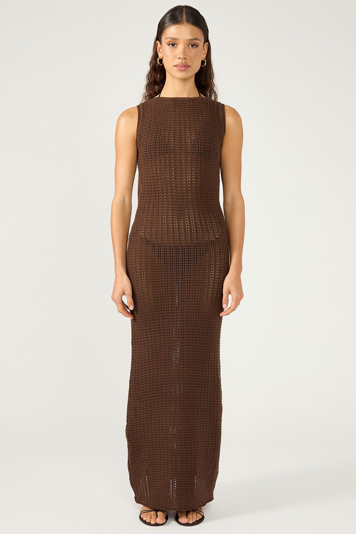 Perfect Stranger Cobana Knit Maxi Dress Brown