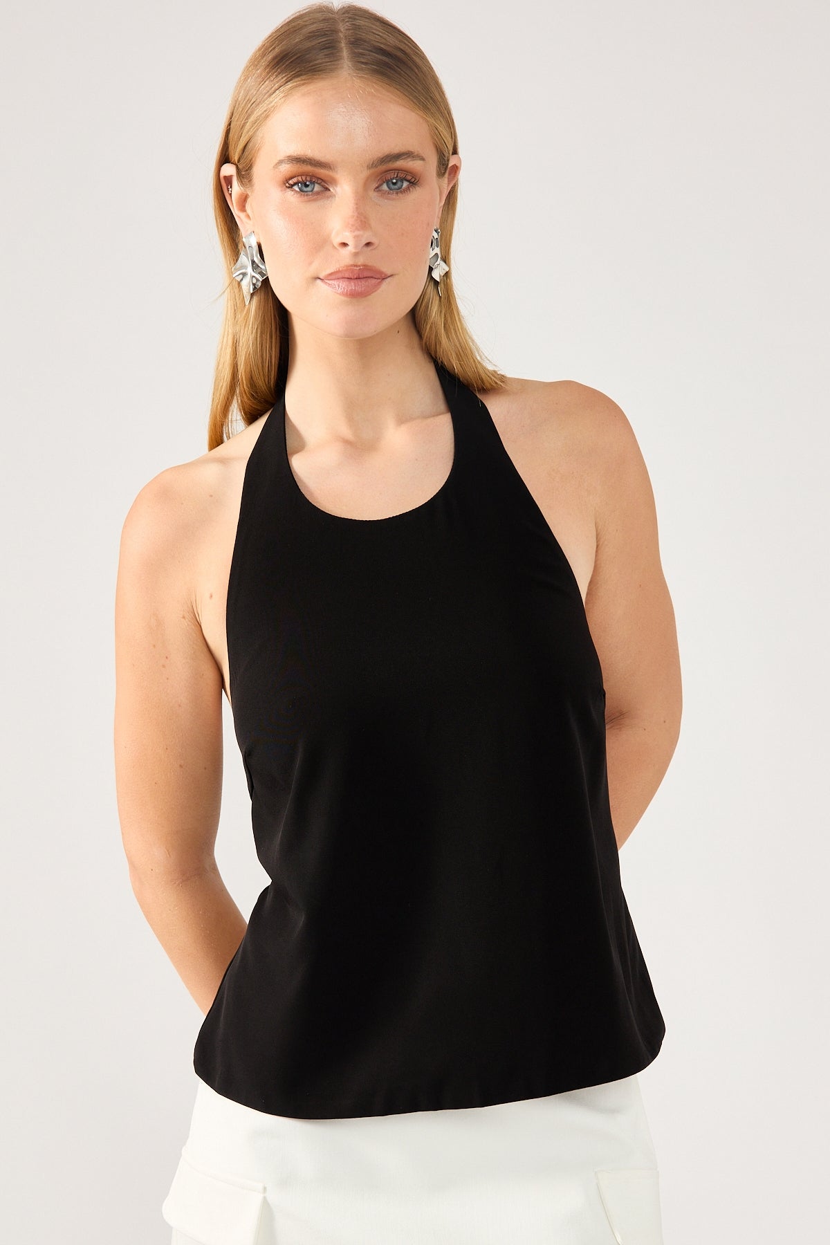 Perfect Stranger Orla Open Back Halter Top Black