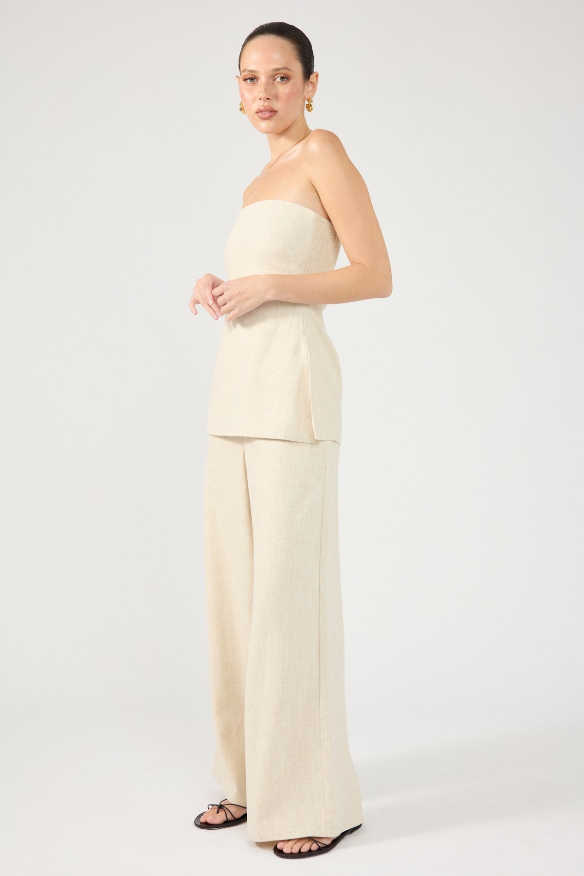 Perfect Stranger MENORCA LINEN SPECKLE PANT Oatmeal