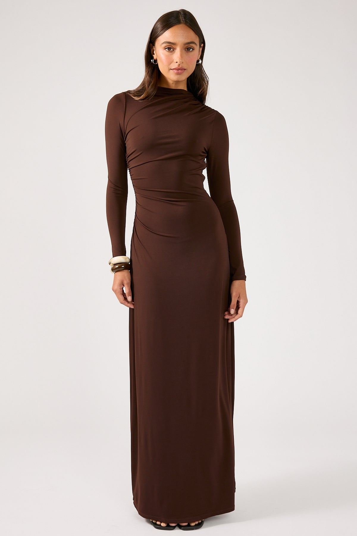 Perfect Stranger Rosie Long Sleeve Maxi Dress Brown Perfect Stranger Rosie Long Sleeve Maxi Dress Brown