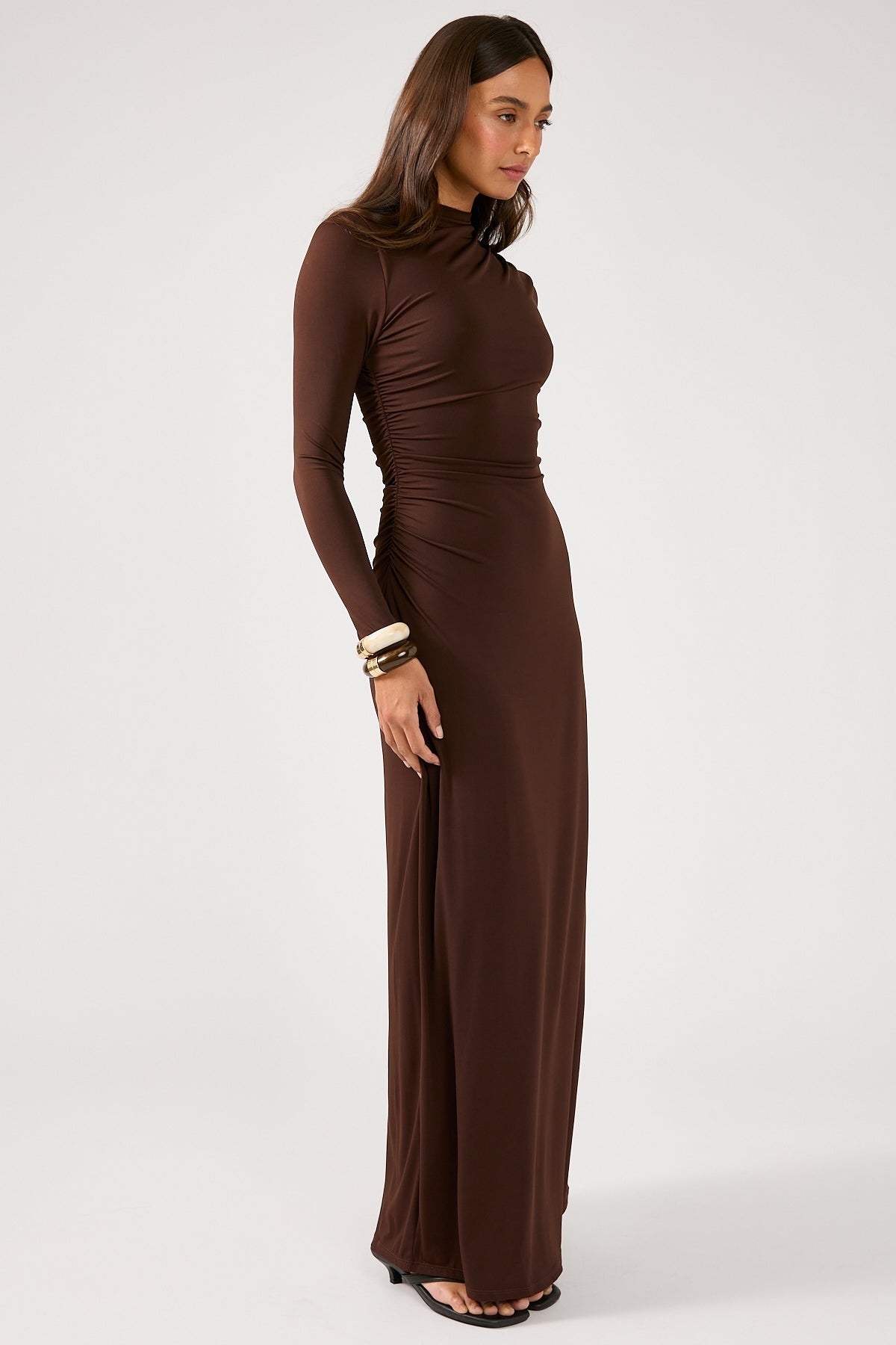 Perfect Stranger Rosie Long Sleeve Maxi Dress Brown