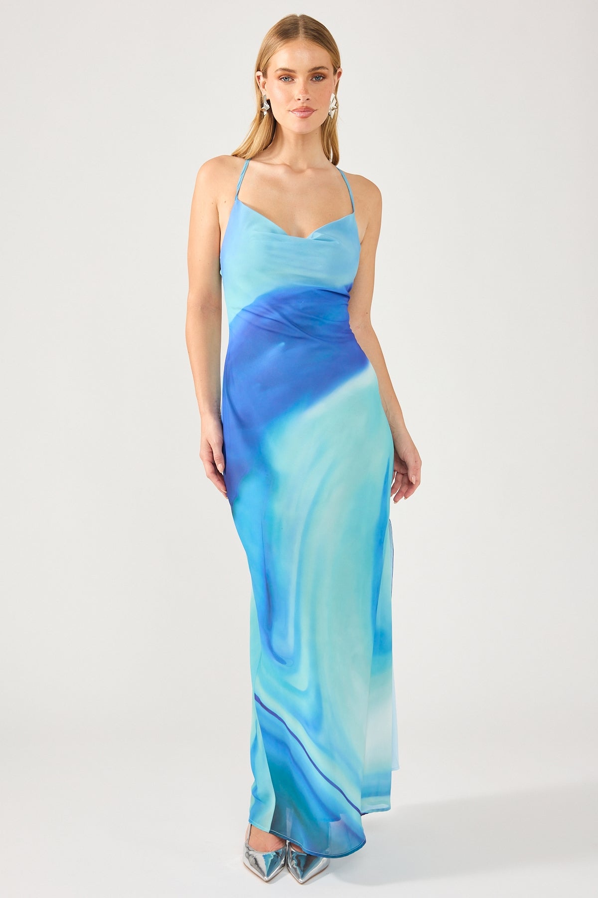 Perfect Stranger Nixie Recycled Maxi Dress Blue Print