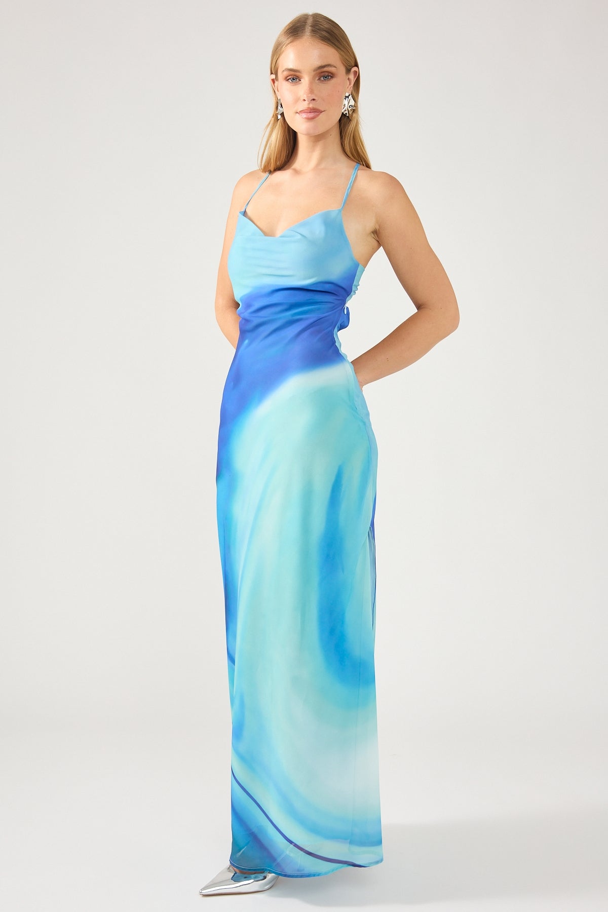 Perfect Stranger Nixie Recycled Maxi Dress Blue Print