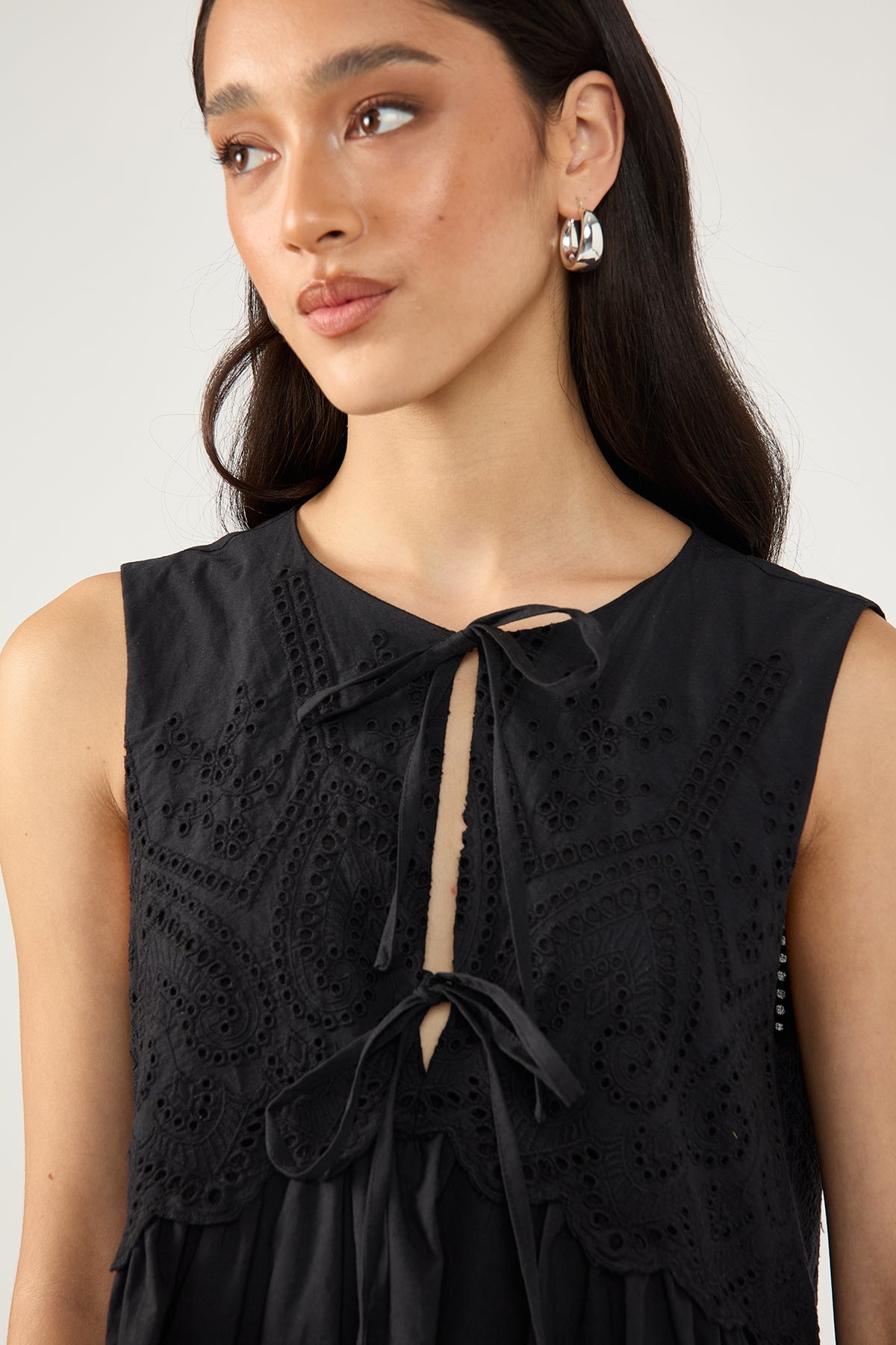 Perfect Stranger Novalee Broderie Tie Mini Dress Black