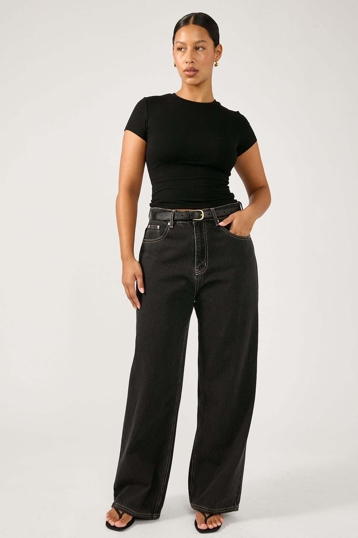 Perfect Stranger Mid Rise 90's Slouch Jean Washed Grey