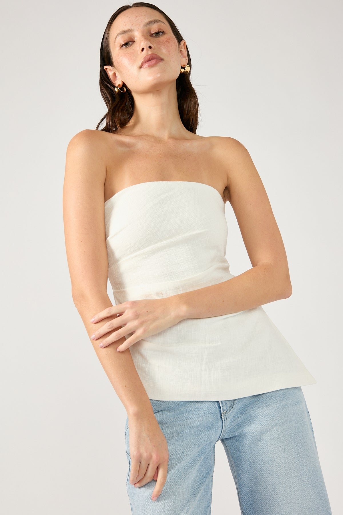 Perfect Stranger Menorca Strapless Asymmetrical Top White
