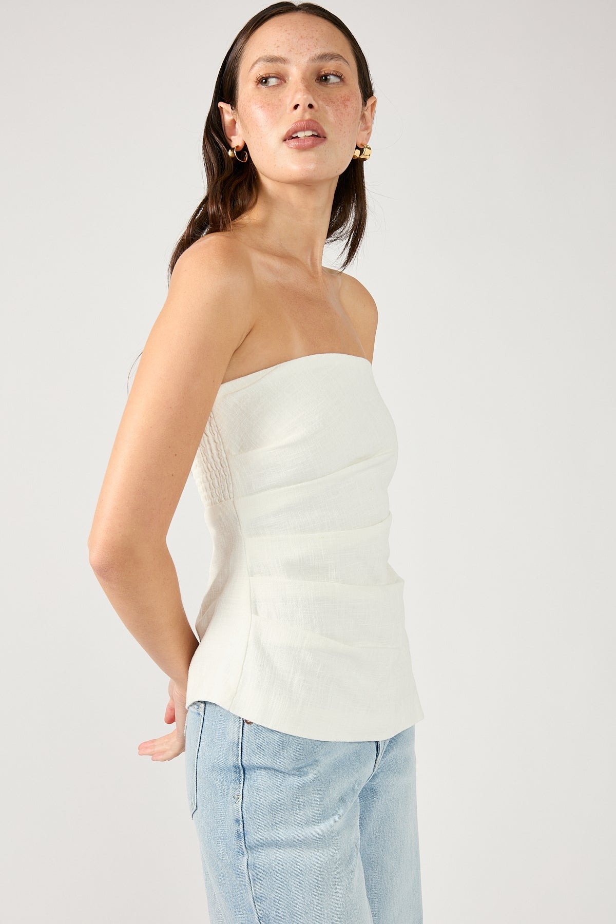 Perfect Stranger Menorca Strapless Asymmetrical Top White